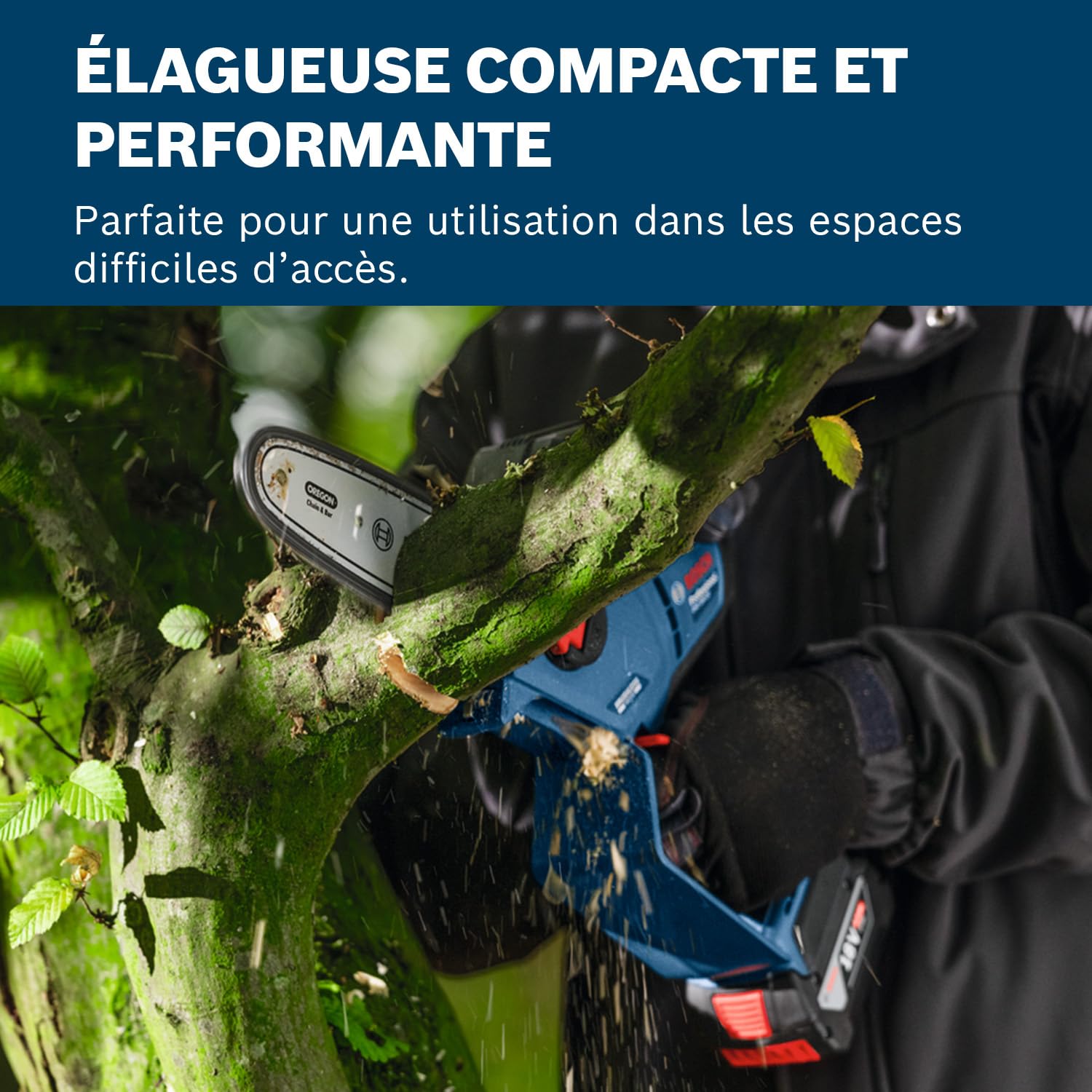 Bosch Professional 18V System Élagueuse GKE 18V-20 (jusqu'à 350 coupes par charge, coupe jusqu'à 18 cm, moteur sans charbons, fourreau de 20 cm, sans batterie)
