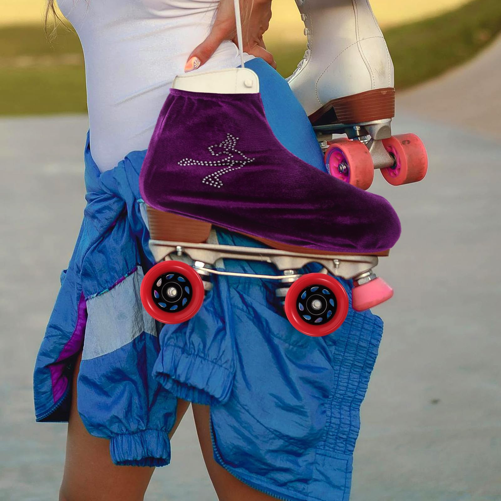 Levemolo Fundas para Patines de Hielo y Patinaje Artístico, 1 Par de Cubrebotas Elásticos de Poliéster, Protección contra Suciedad para Botas de Patinaje, Uso en Pista y Exteriores