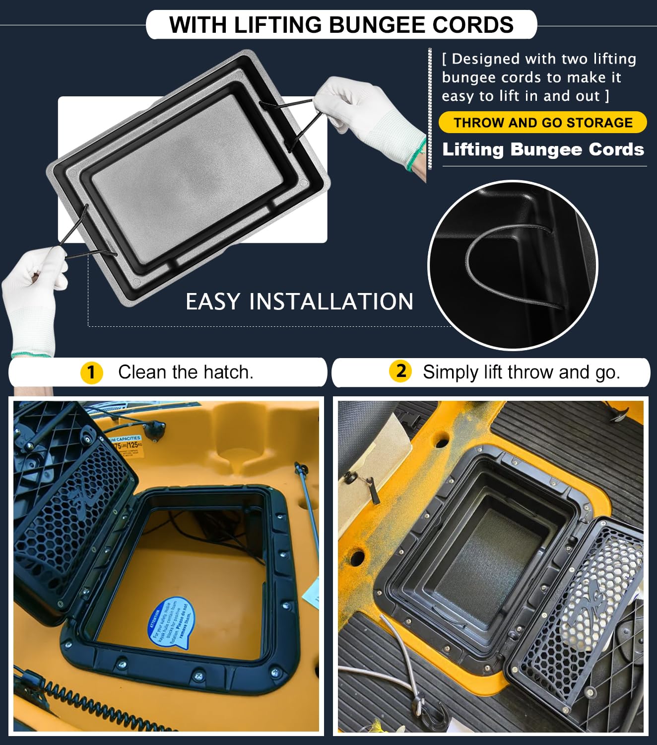 Rectangular Hatch Bucket Bro Hatch Storage For Hobie kayaks Mirage Cat Pro Angler 12/14, Pro Angler 360 12/14, Fishing Tackle Gear Organization Dry Storage Easy Clean with Drain Holes : Sports & Outdoors