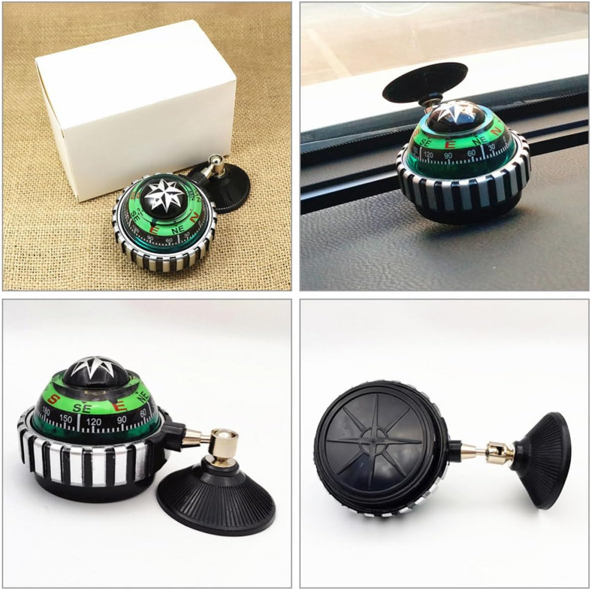 TIDTALEO 2pcs Green Ball Compass for Car and Marine Boat Dash Mount, Abs Material, Resistant to Damage, Won't Fade Over Time, Unique Design for Driving and Home Decoration