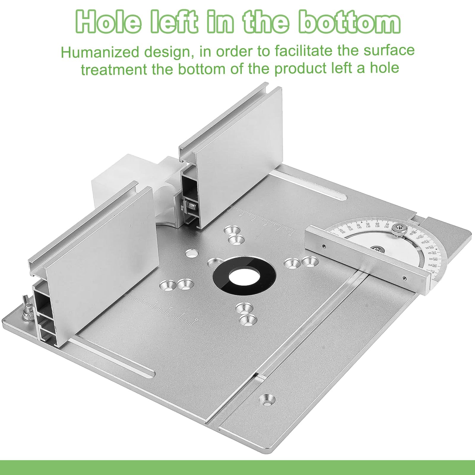 Table De Défonceuse à Bois Avec Plaque D'Insertion - Levée Maxi 51mm, Pour Moteurs 64-65mm | Aluminium, Argenté