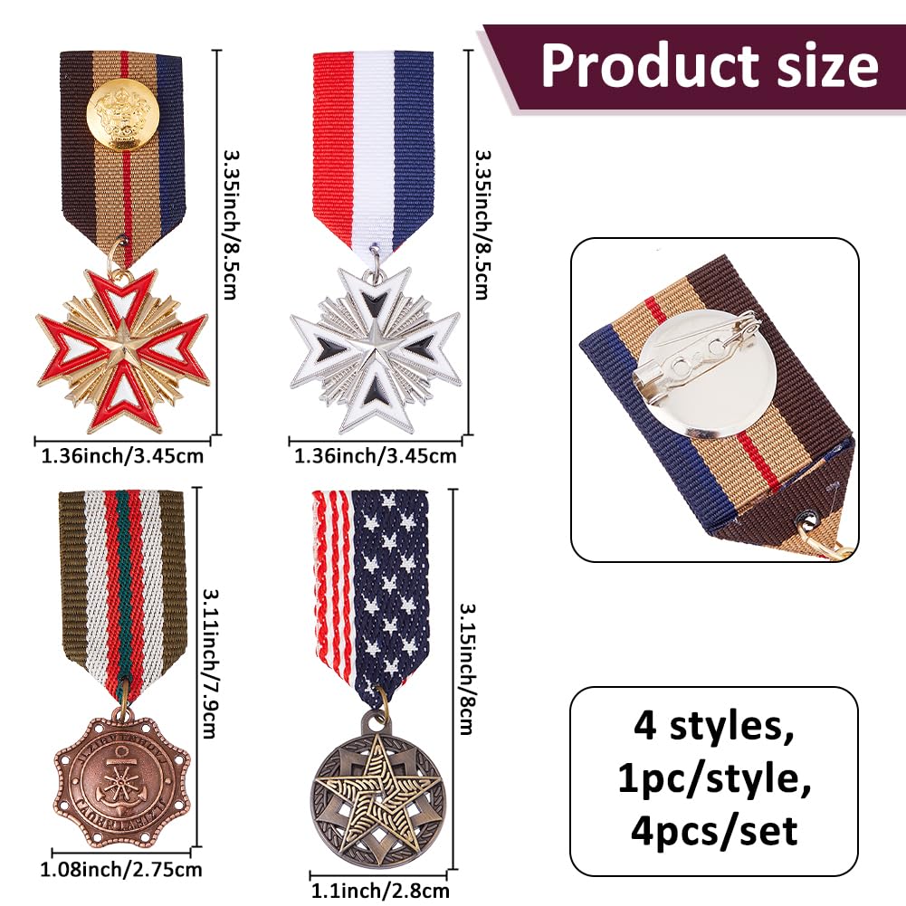 SUPERFINDINGS 4 piezas insignias militares retro estilo británico preppy colgante vintage medallas