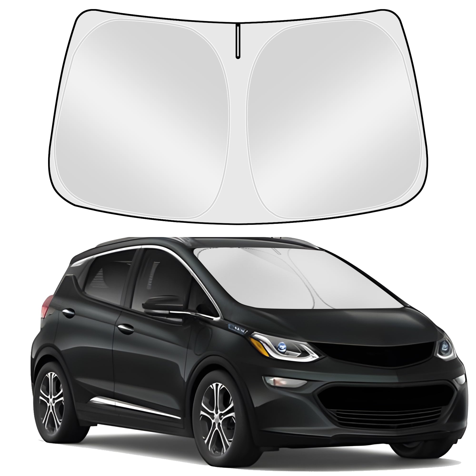 Tombyda Windshield Sunshade for 2017-2024 Chevrolet/Chevy Bolt EV (NOT for Chevy Bolt EUV) Front Window Sun Shade Custom Sunscreen Double Layers