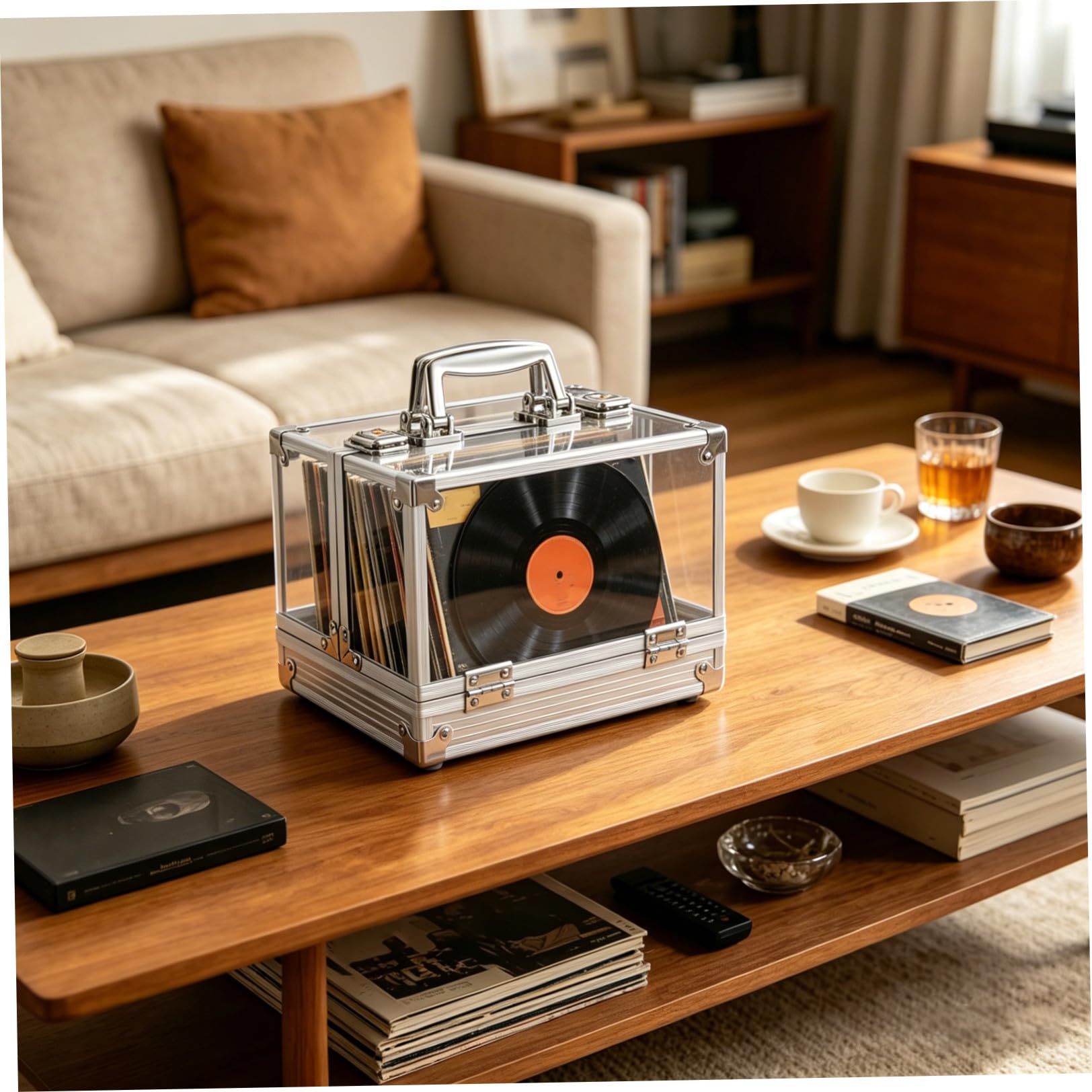 Sosoport Scatola Porta Dischi con Grande Capacità in Vinile Trasparente per Casa Contenitore per CD e Dvd Organizer per Album e Raccolte Musicali