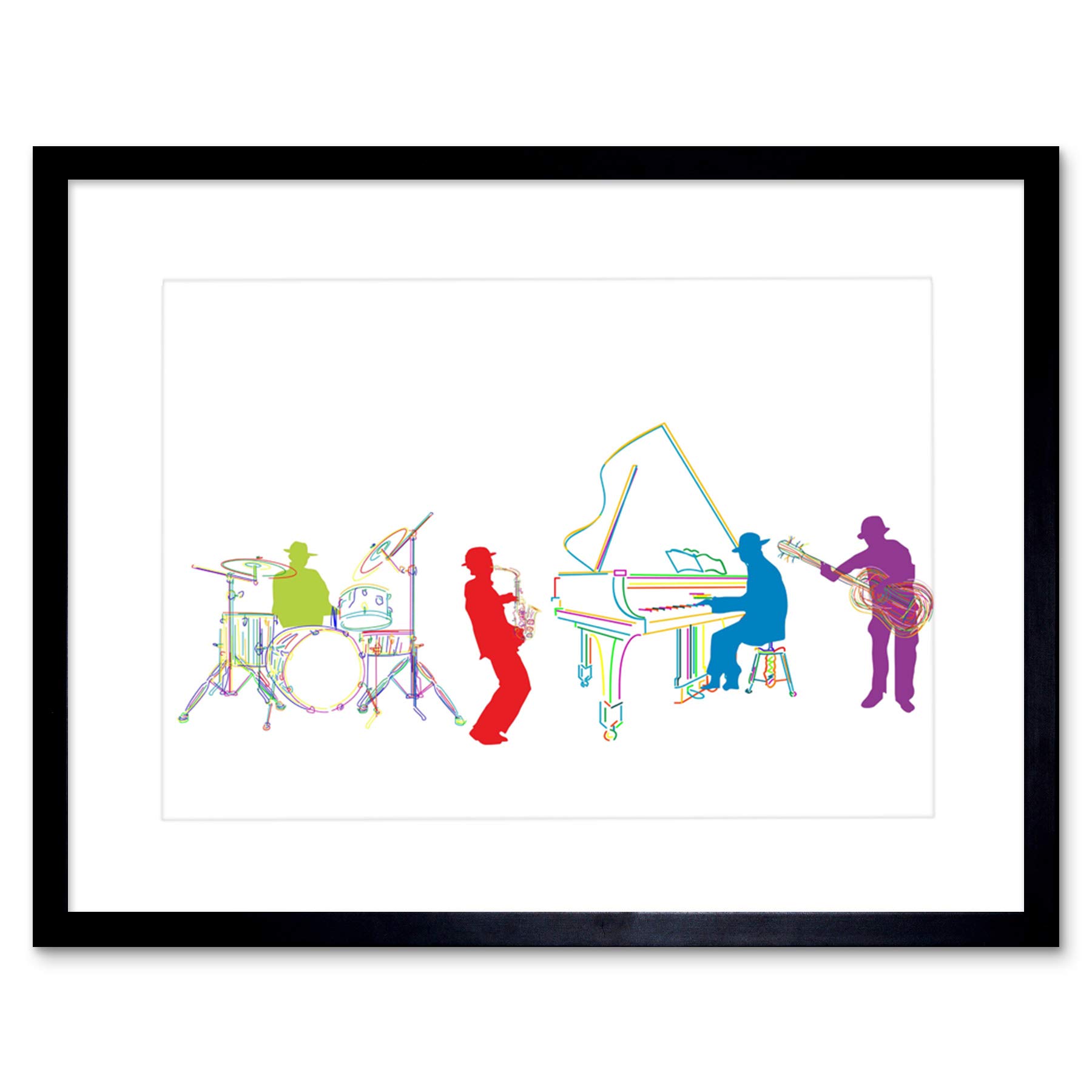 Wee Blue Coo Jazz Piano Blues Drums Saxaphone Music Home Picture Framed Wall Art Print