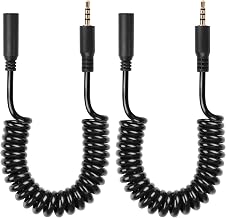 CERRXIAN - 2.5mm TRRS 4 Pole Male to Female Stereo Auxiliary Audio Cable Coiled Cable for Camcorder, Camera Remote Control, Headphones (M to F)