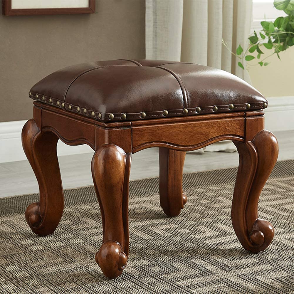 Siège de maquillage stable et pouf en bois pour dos fatigué