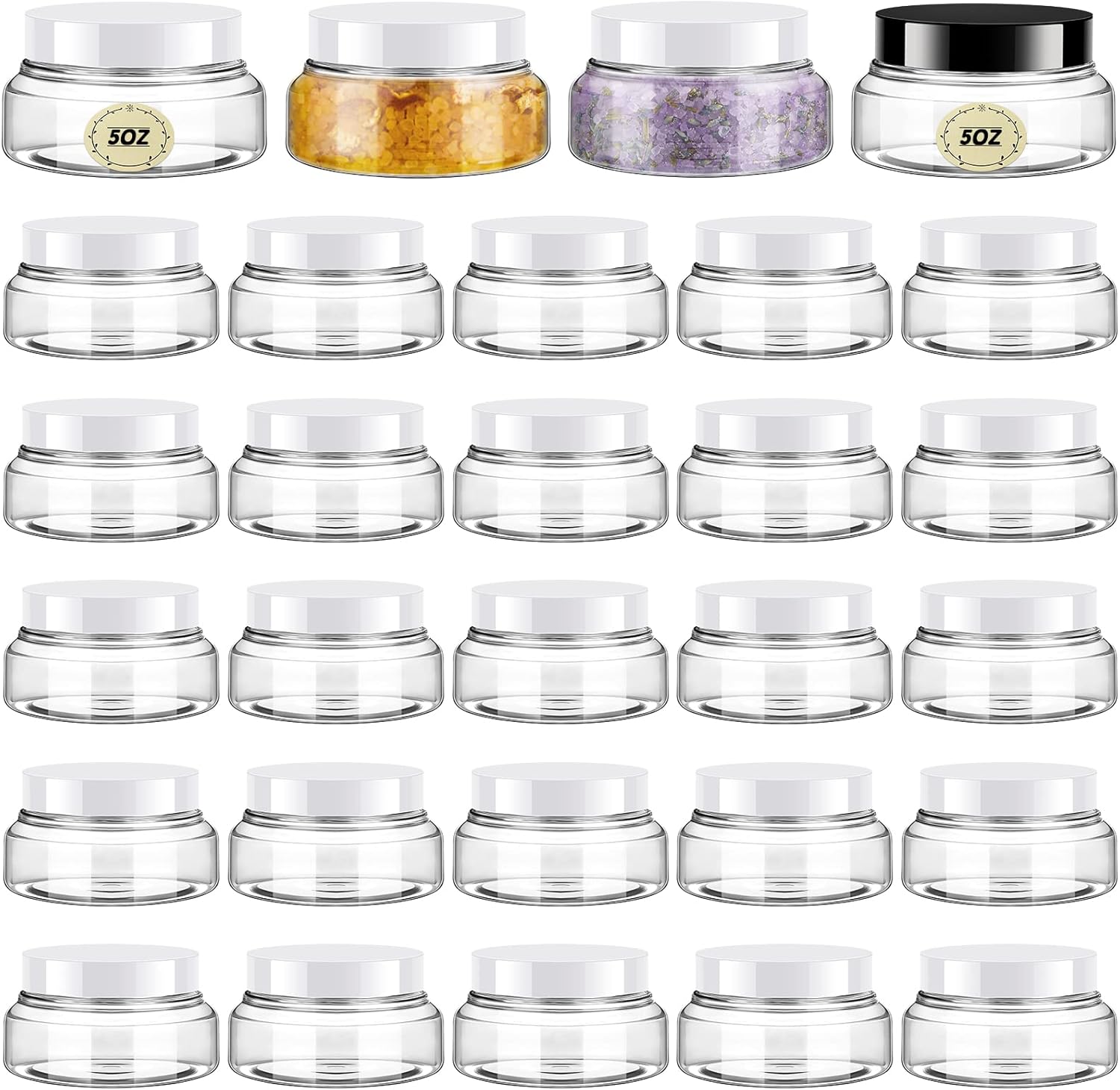 24 Pack Plastic Jars with Lids Labels Plastic Containers