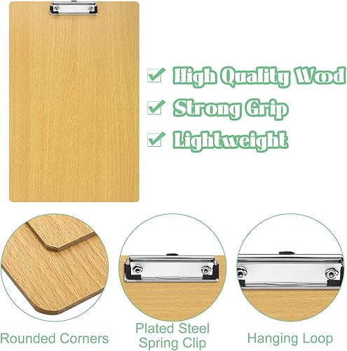 Miniatura 4 de 6 portapapeles extra grandes de 11 x 17 pulgadas con clip de perfil bajo, portapapeles de madera, tamaño memorando, para escuela, aula, oficina,