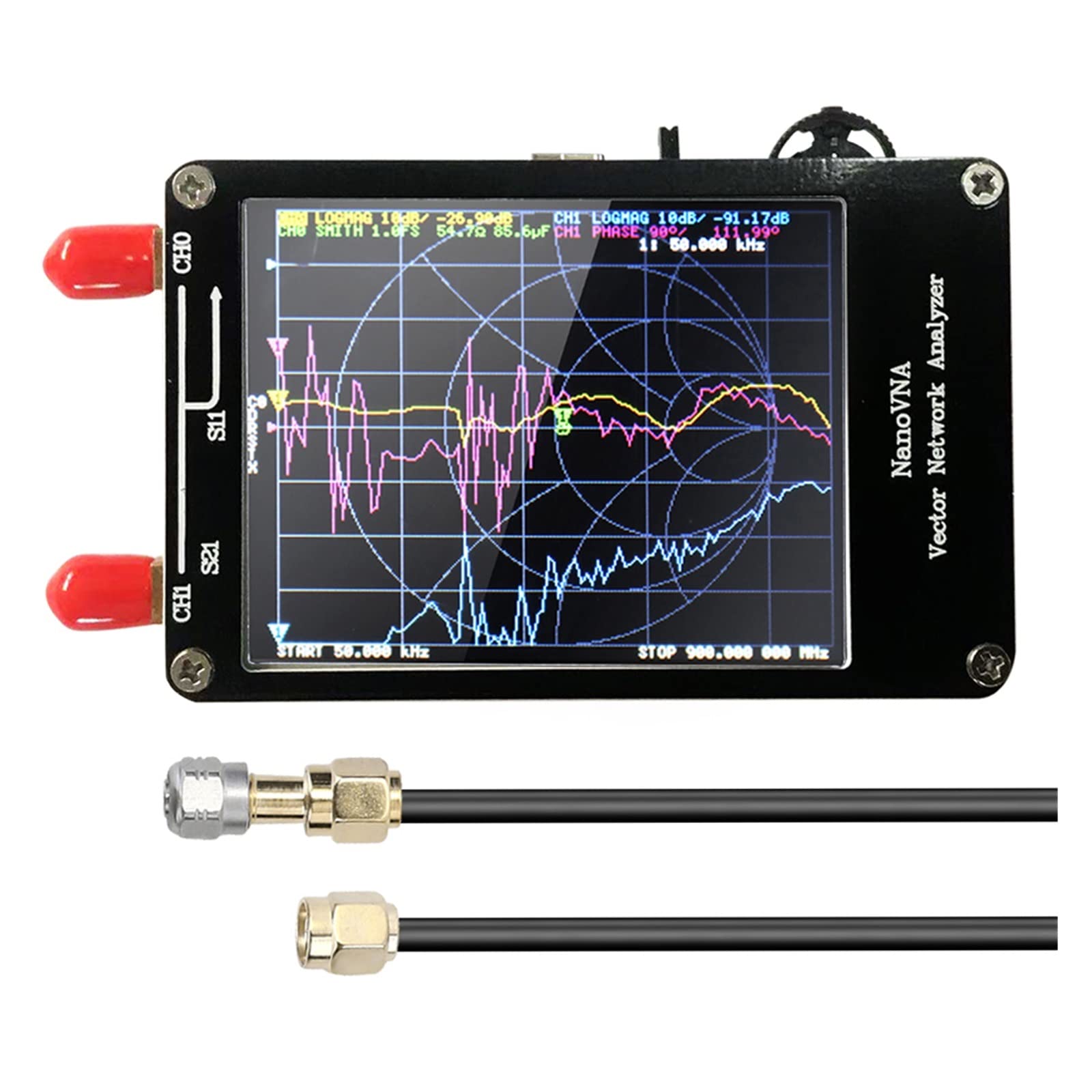 Analizator sieci wektorowej 50 KHz-900 MHz fale stojące krótkofalówka MF HF VHF UHF analizator antenowy cyfrowy Nano VNA Tester,Narzędzia mechaniczne