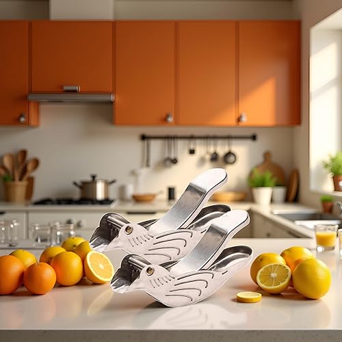 Miniatura 8 de Exprimidor de limón con forma de pájaro plateado, de acero inoxidable, manual de limón y exprimidor de lima, manual, manual, de acero inoxidable,