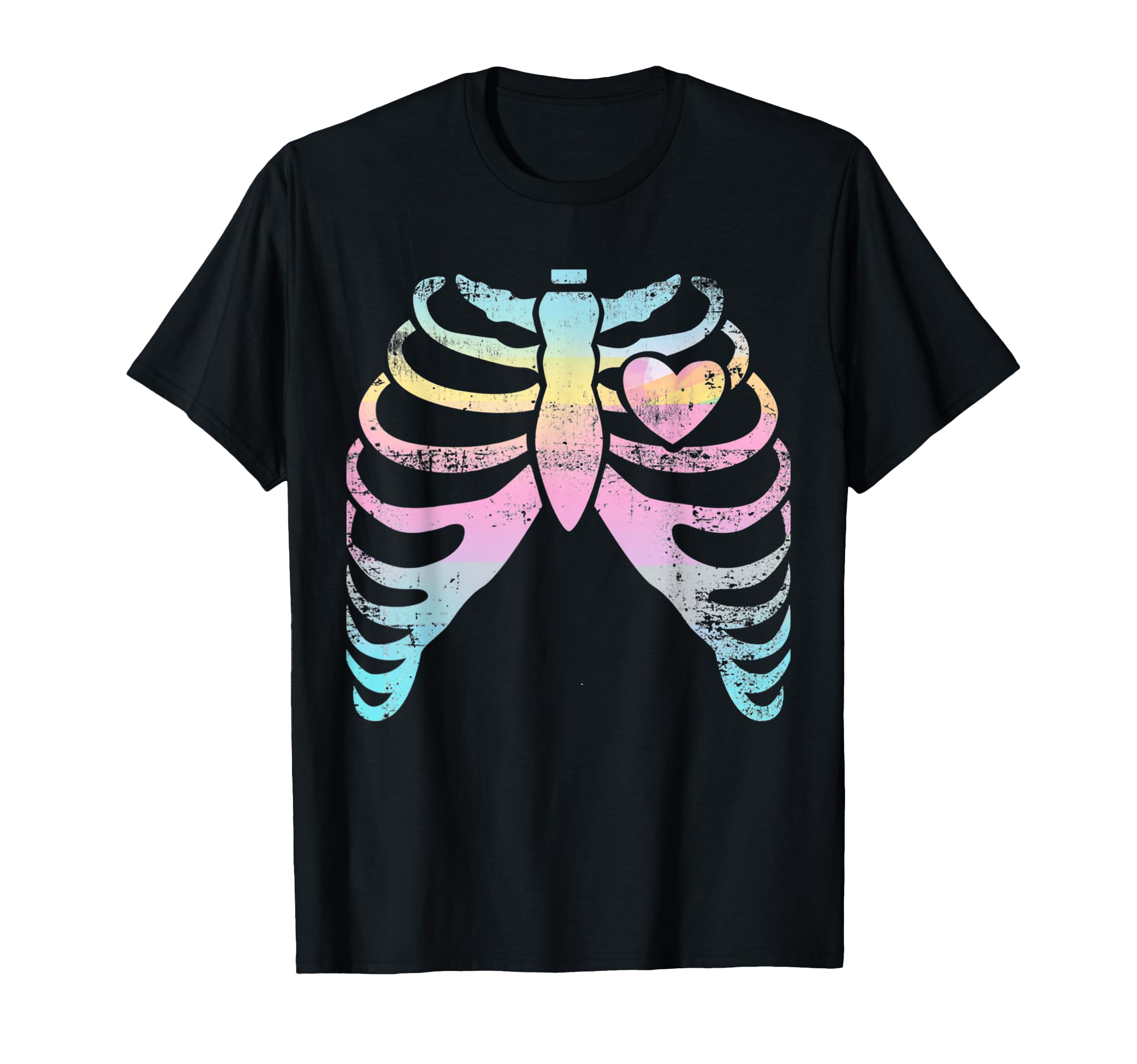 Menhera Kei Kawaii Pastel Goth Aesthetic Rib Cage & Heart T-Shirt