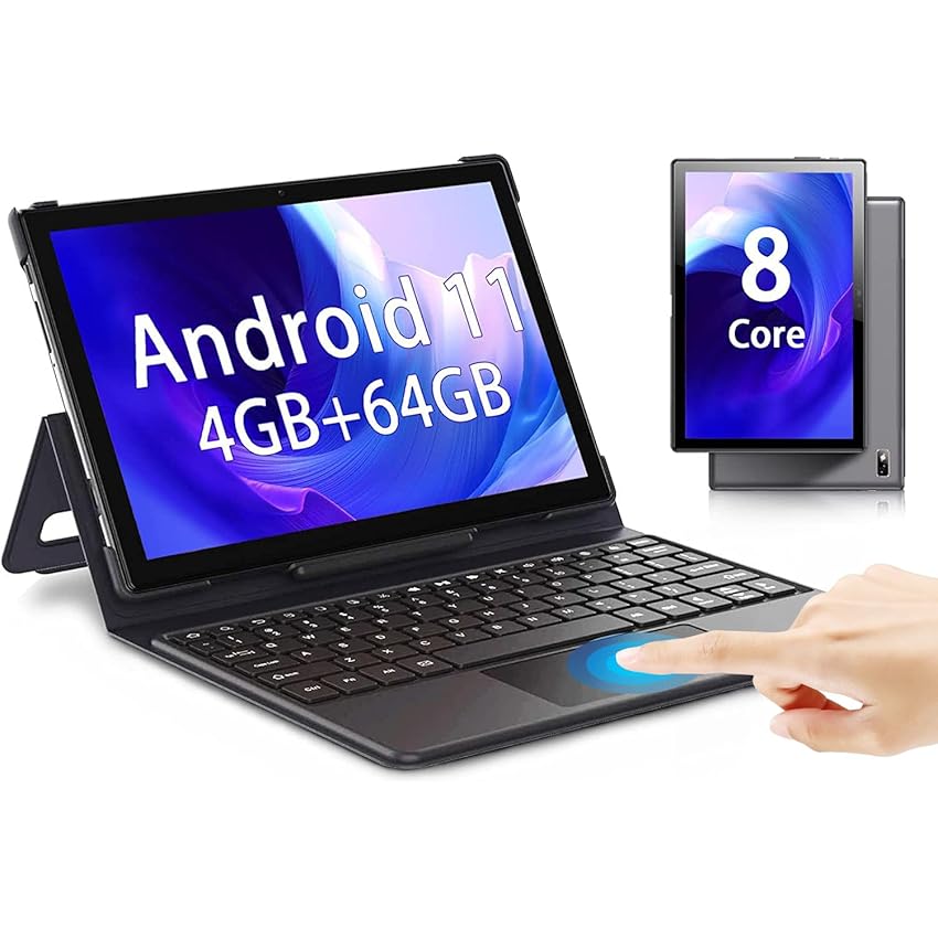 Immagine del prodotto AWOW Tablet 10 Pollici, Tablet con Tastiera Android 11, 4GB di RAM e 64GB,Octa Core, Up to 2.0Ghz, 1200 * 1920 FHD IPS, 5MP+13MP Doppia Fotocamera, 2.4GHz/5.8GHz WiFi, Bluetooth 4.2, 6000mAh