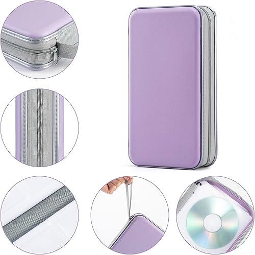 Miniatura 57 de UENTIP Estuche portátil para CD de capacidad para 96, portátil y de plástico duro, organizador de CD, cartera, almacenamiento de DVD (96, naranja)