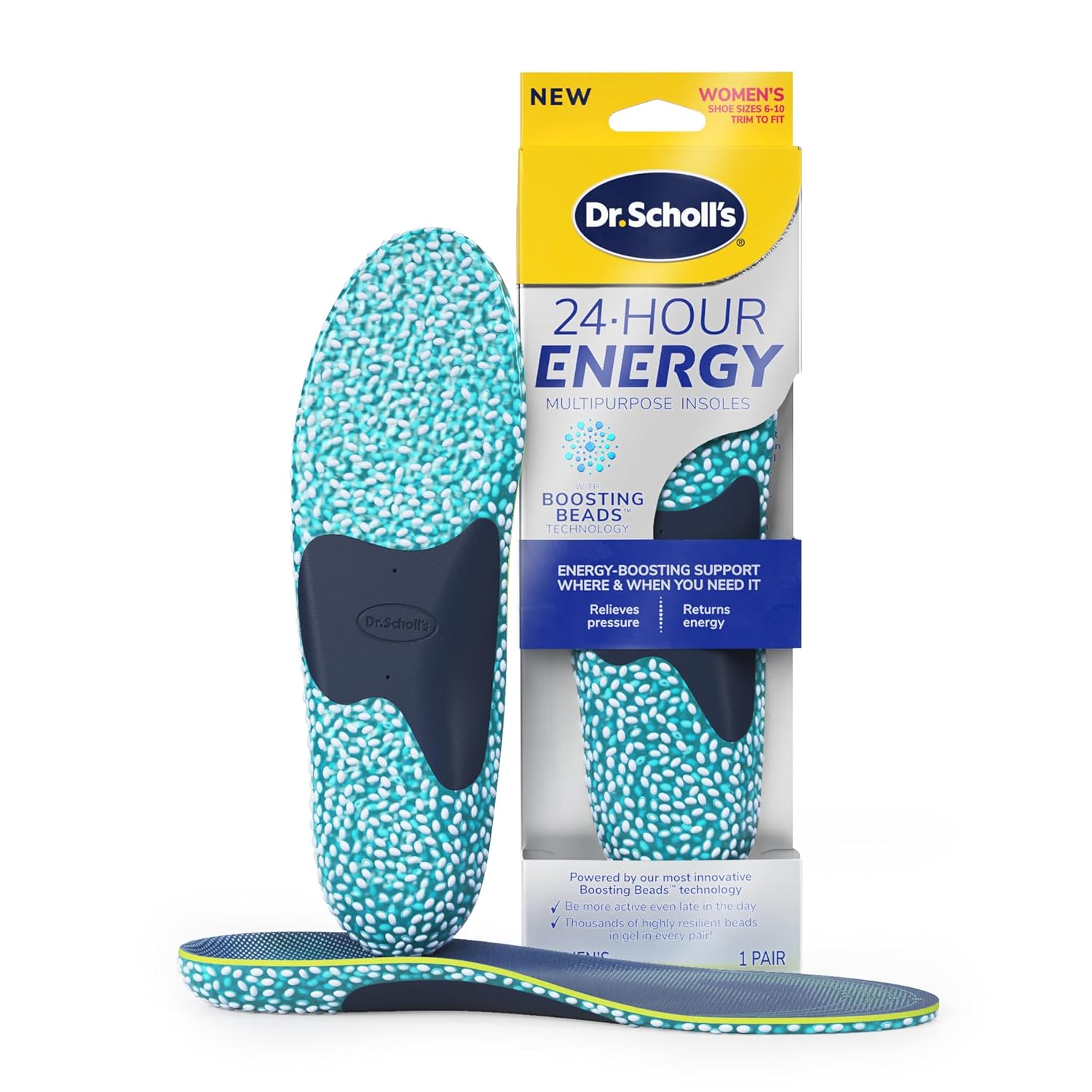 Dr Scholls 24-Hour Energy Multipurpose Insoles Returns Energy with Every Step Relieves Foot Pressure Tired Achy Feet Memory