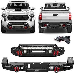 Front and Rear Bumper Set for 2024-2026 4th Gen Toyota Tacoma with LED Lights & D-rings