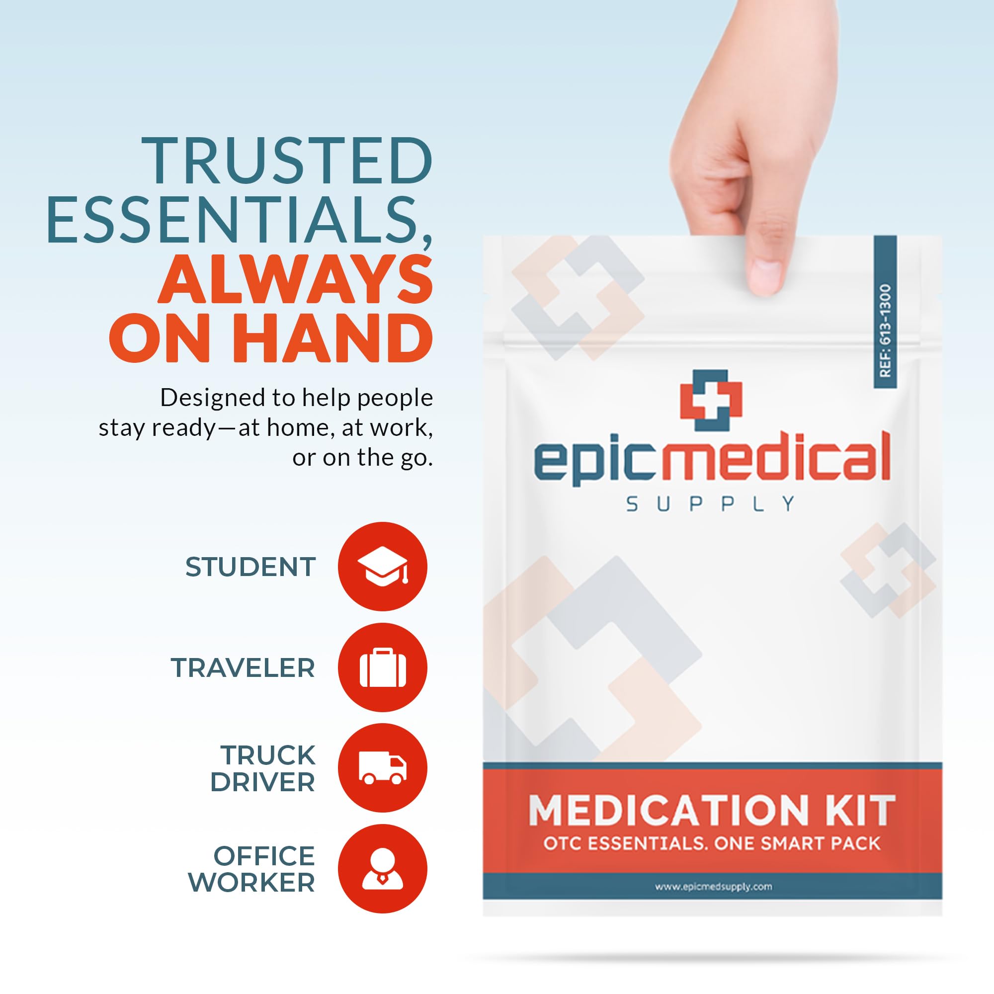 Epic Medical Supply First Aid Kit Medication Refill – 28-Count Unit Dose Packets – Emergency Medicine Kit Pills for 1st Aid Kit Refills, Travel, Office, Dorm, Camping – Assembled in USA — Amazon image 7