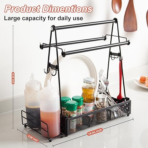 Miniatura 3 de Organizador para parrilla, organizador de condimentos y organizador de barbacoa con soporte para toallas de papel, utensilios, picnic, parrilla y