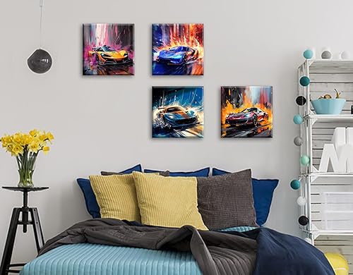 Miniatura 4 de DJSYLIFE Pósteres de automóvil para decoración de habitación de hombres, lienzo impreso, arte de pared de superauto, imágenes de carreras para