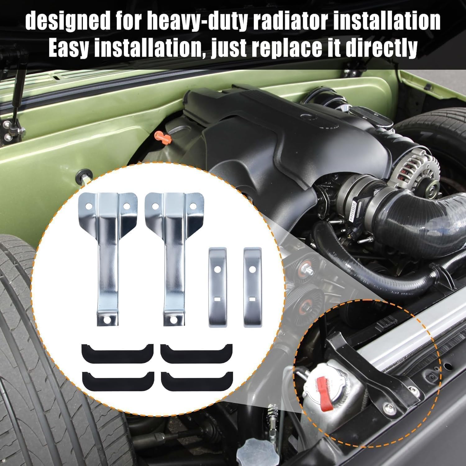4 Core Heavy Duty Radiator Bracket Kit Fit for Chevy GMC Truck C10 C20 C30 1967-1972 Replace 1099ZB,1099ZC