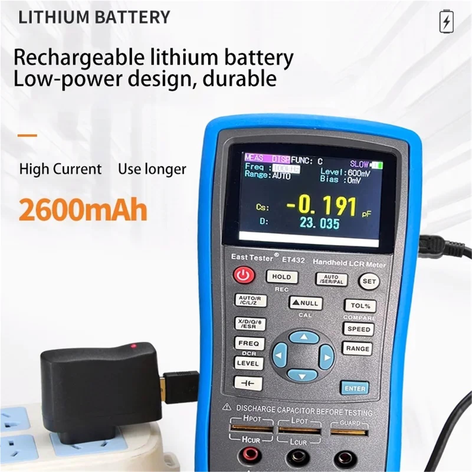 LCR-Messgerät, Digital Bridge Meter ET43 USB Handheld Hochpräzise Kapazität Induktivität Widerstand Test Digitalanzeige(ET430)