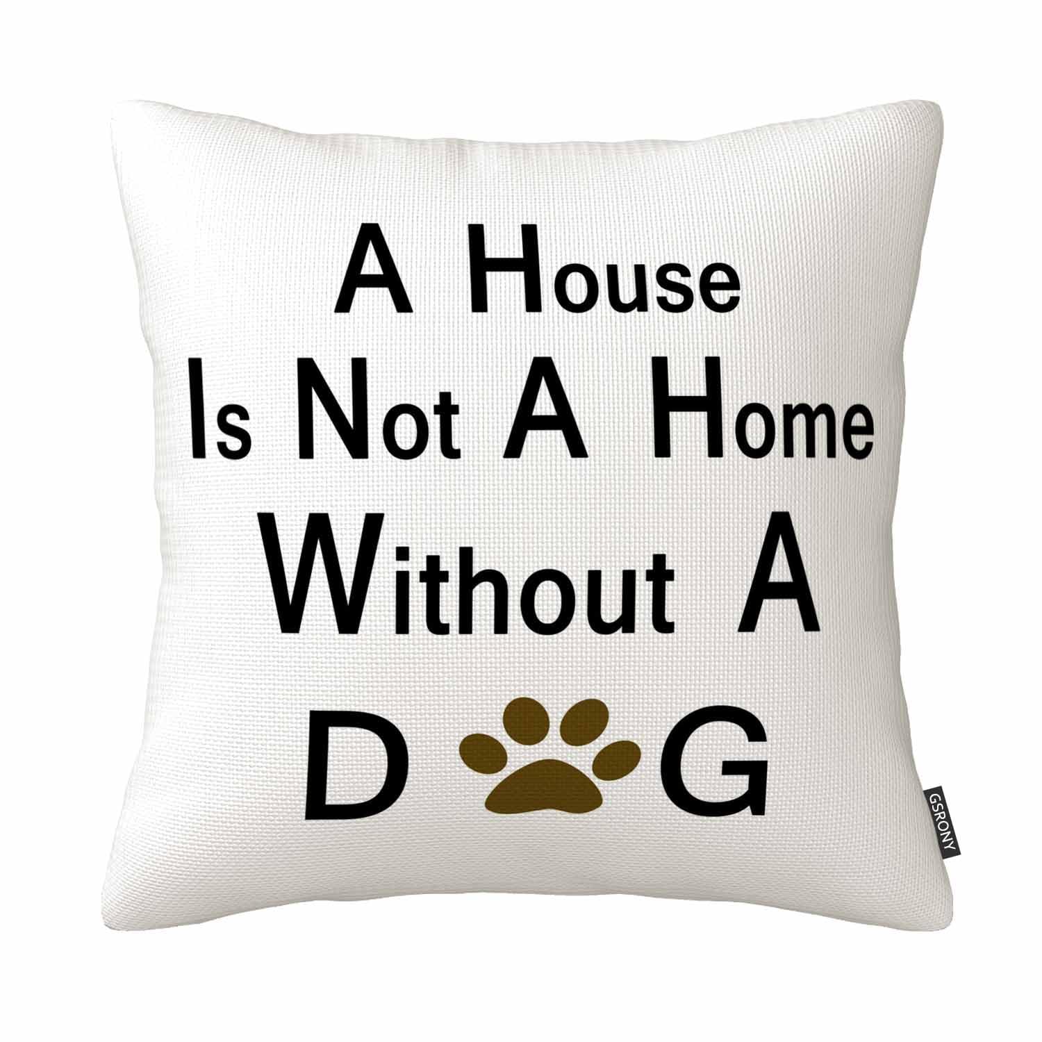 Gsrony Beige Dog Lover Throw Pillow Covers Home With A Dog Cushion Pillow Case Home Decor Pillowcase 18X18 Inches