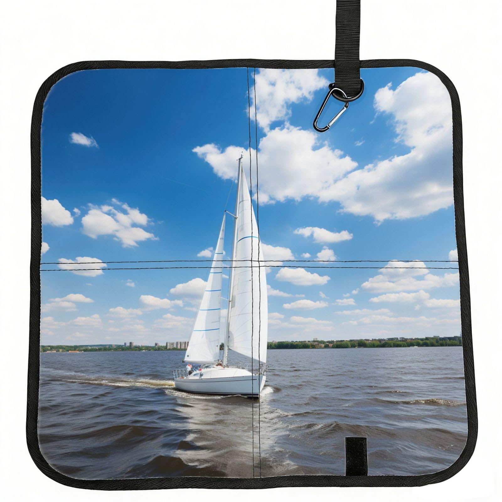 YGLHBDPBF Boat & Cloud Print Camping seat cushion,Foldable Sitting Pads,Save Backpack Space for Hiking