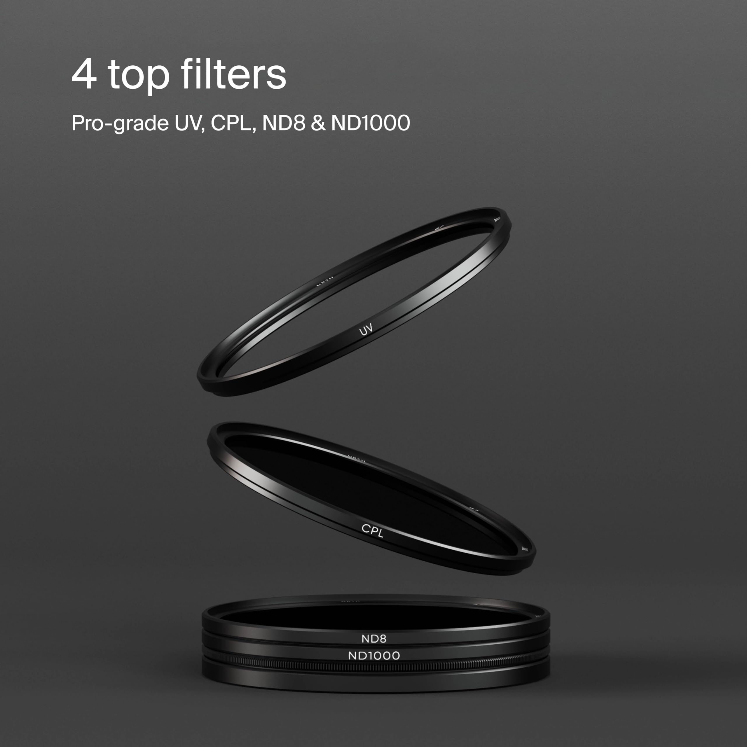 Urth 40.5mm 4-in-1 Magnetic Lens Filter Kit (Plus+), UV, CPL, Neutral Density ND8, ND1000, Multi-Coated Optical Glass - Image 2
