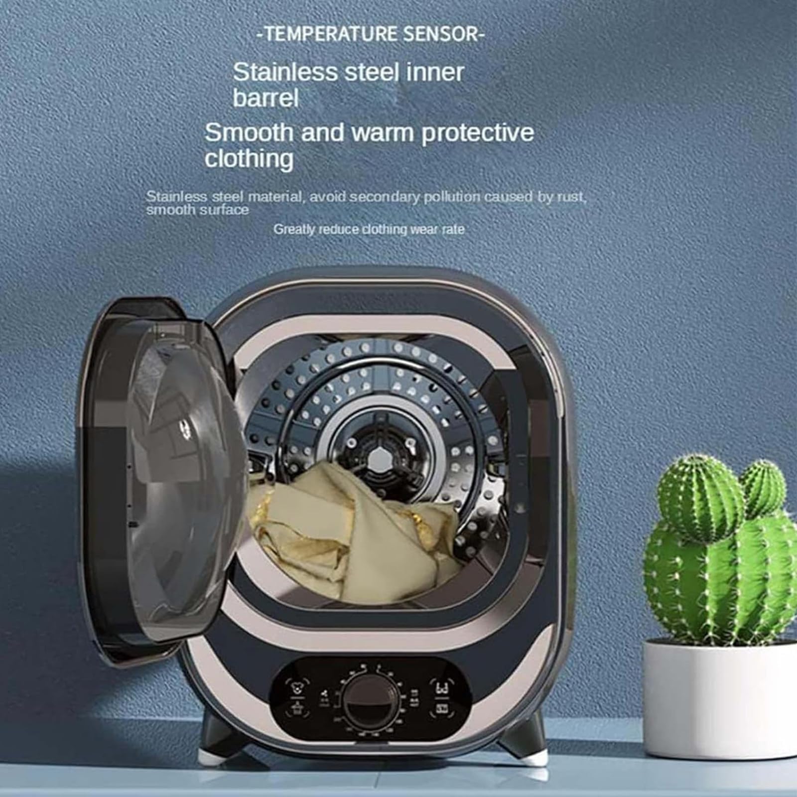 Secadora pequeña, Secadora Condensador portátil 0-200 Minutos Aire frío Caliente Secado 3D Secadora ventilada 5 kg Silencio 35 dB Uso en encimera o Montaje en Pared,Pink