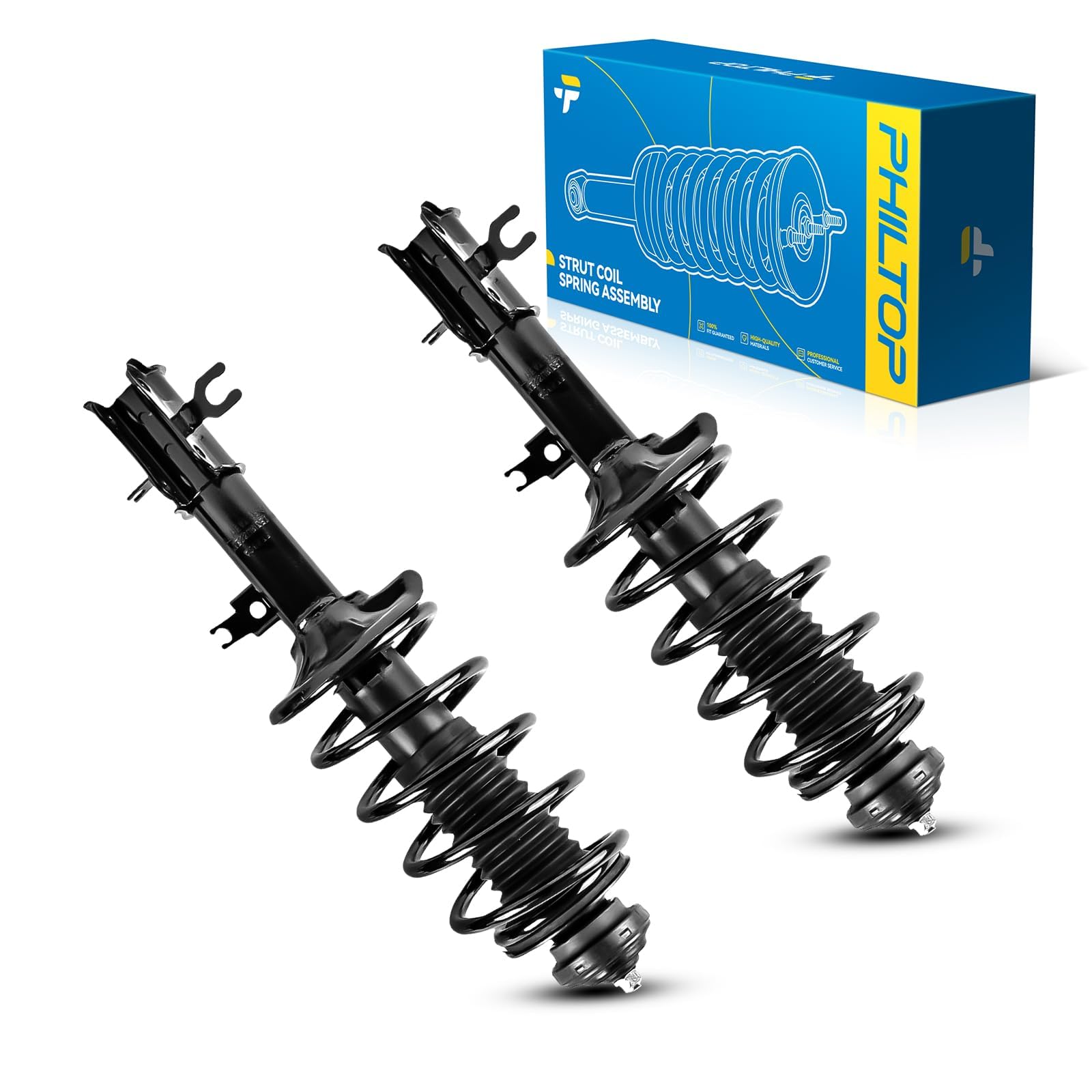 PHILTOP Struts Assembly Shock Absorber Fits Aveo 2004-2011, G3 2009, Jimmy, K1500, K25 Suburban, Nova, Skylark, Quick Suspension 172295 172296, Struts with Coil Spring Assemblies SAA752 Set of 2