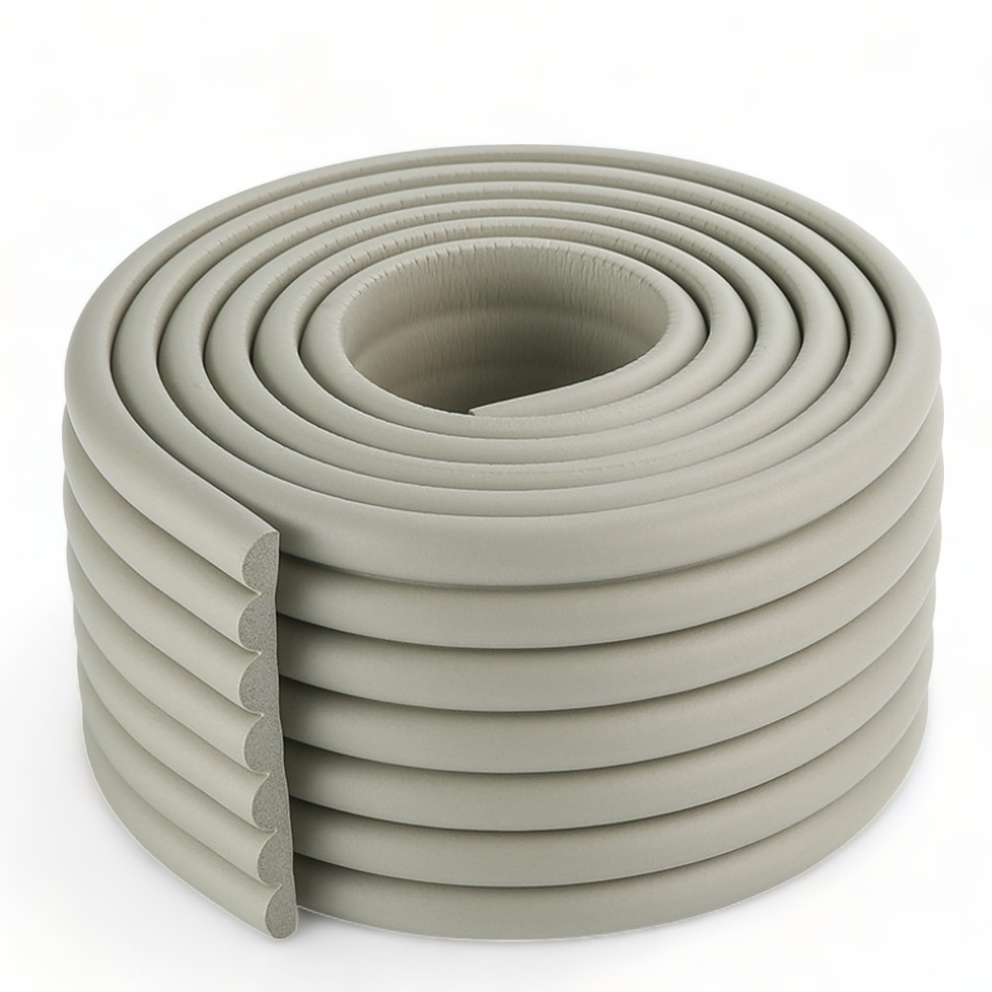 (W-Shaped) 2M Kids Safety Foam Rubber Bumper Strip Table Edge Corner Protector (GREY)