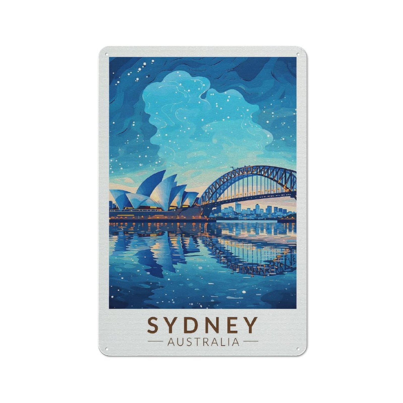 Junmoney Style-17 Sydney Opera House And Harbour Bridge Retro Metal Sign 30X20cm For Garage Or Workshop, With Clear Retro Wall Decor Character