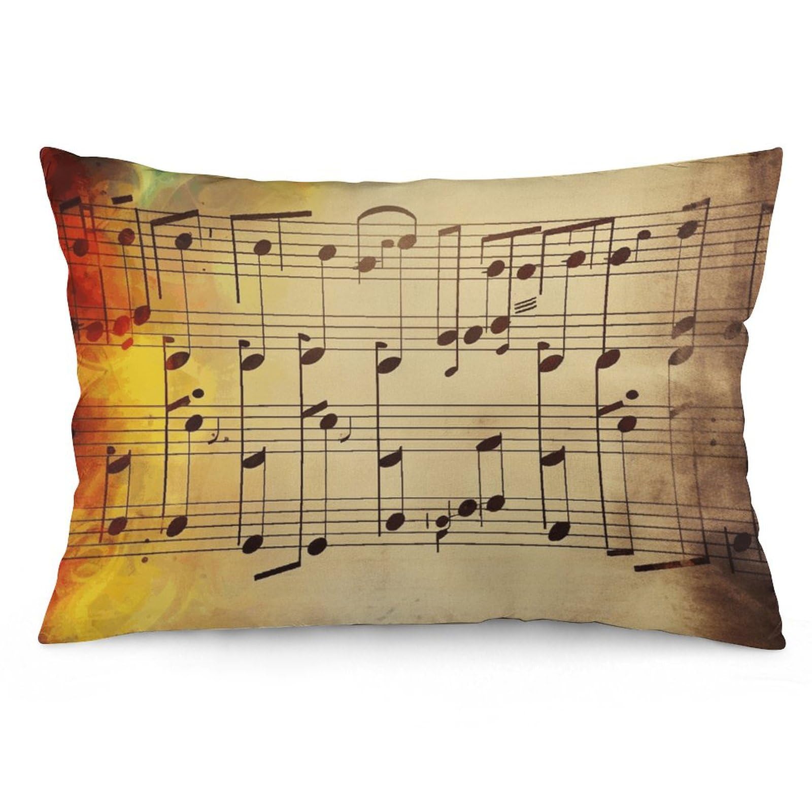 Taies d'oreiller douces pour canapé, chambre et voiture au design notes de musique vintage
