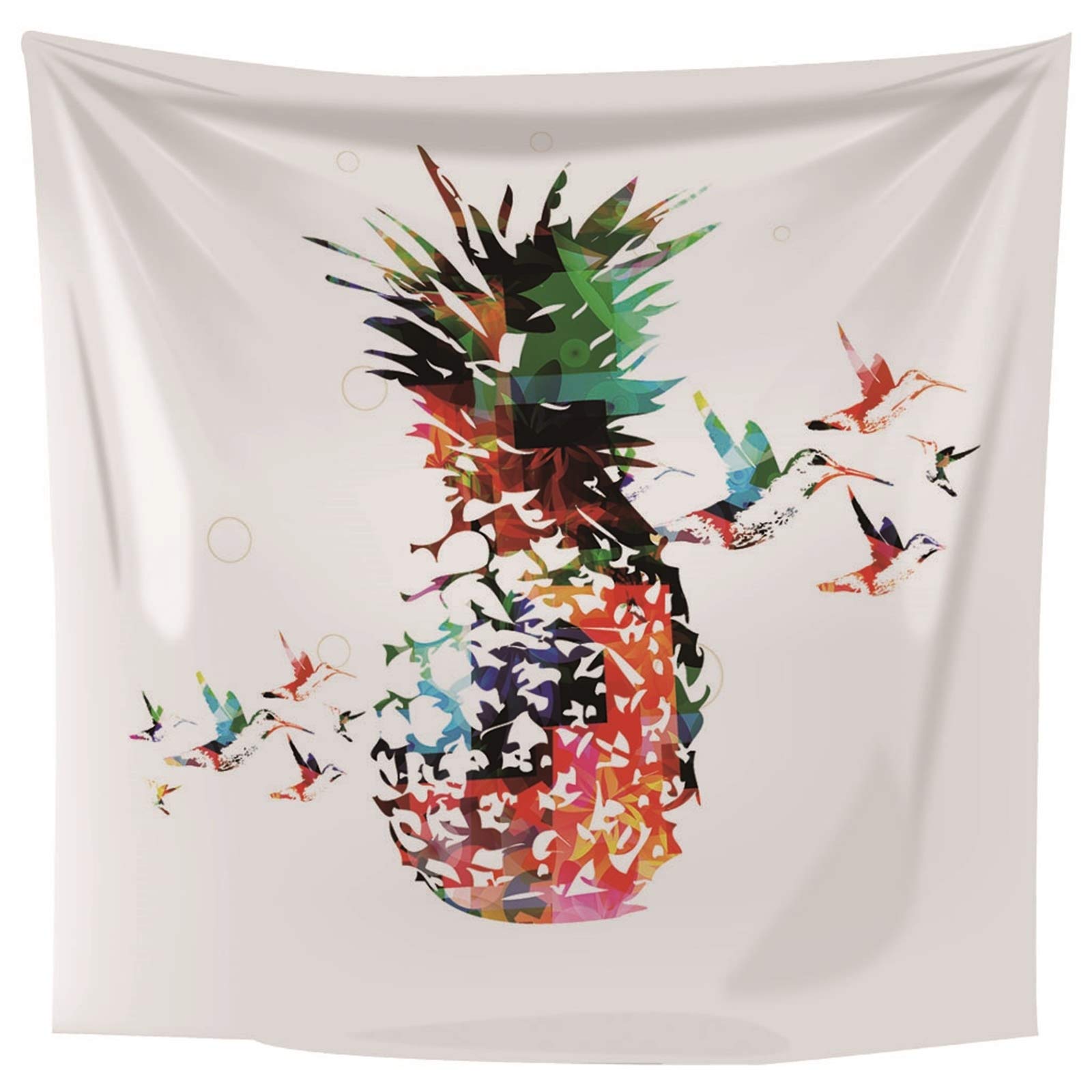 Aeici Tapiz Pared, Tapiz Tela Fruta Piña Aves Tapices De Pared Wall Hanging, Bedsheet(200X200Cm)
