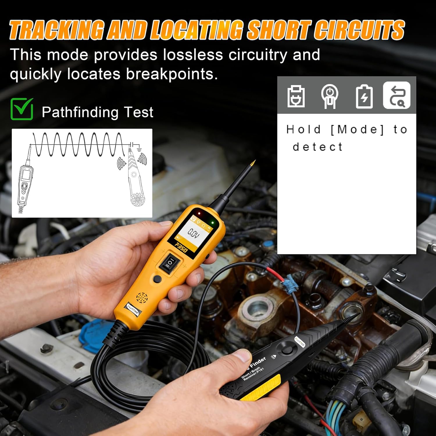 P350 9-30V Car Relay Tester - Circuit Breaker Finder Tool, Circuit Tracer, Car Battery Tester & Component Activator with Bendable Probe & Pathfinding for 12V/24V Cars, Trucks, Boats,Trailers