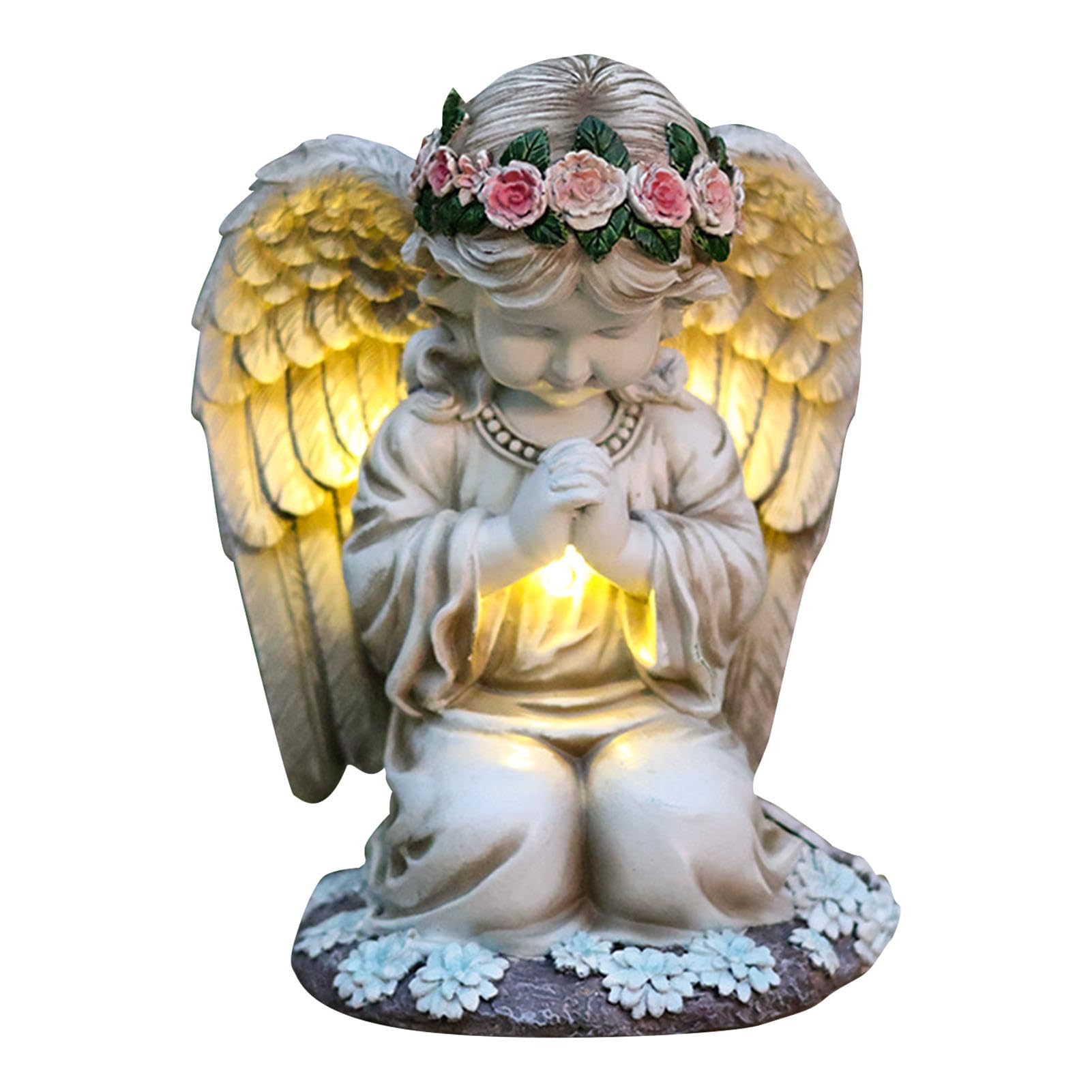 Angelo Solare Da Giardino In Resina - Luci LED Impermeabili Per Esterno, Decorazione Cimitero O Giardino