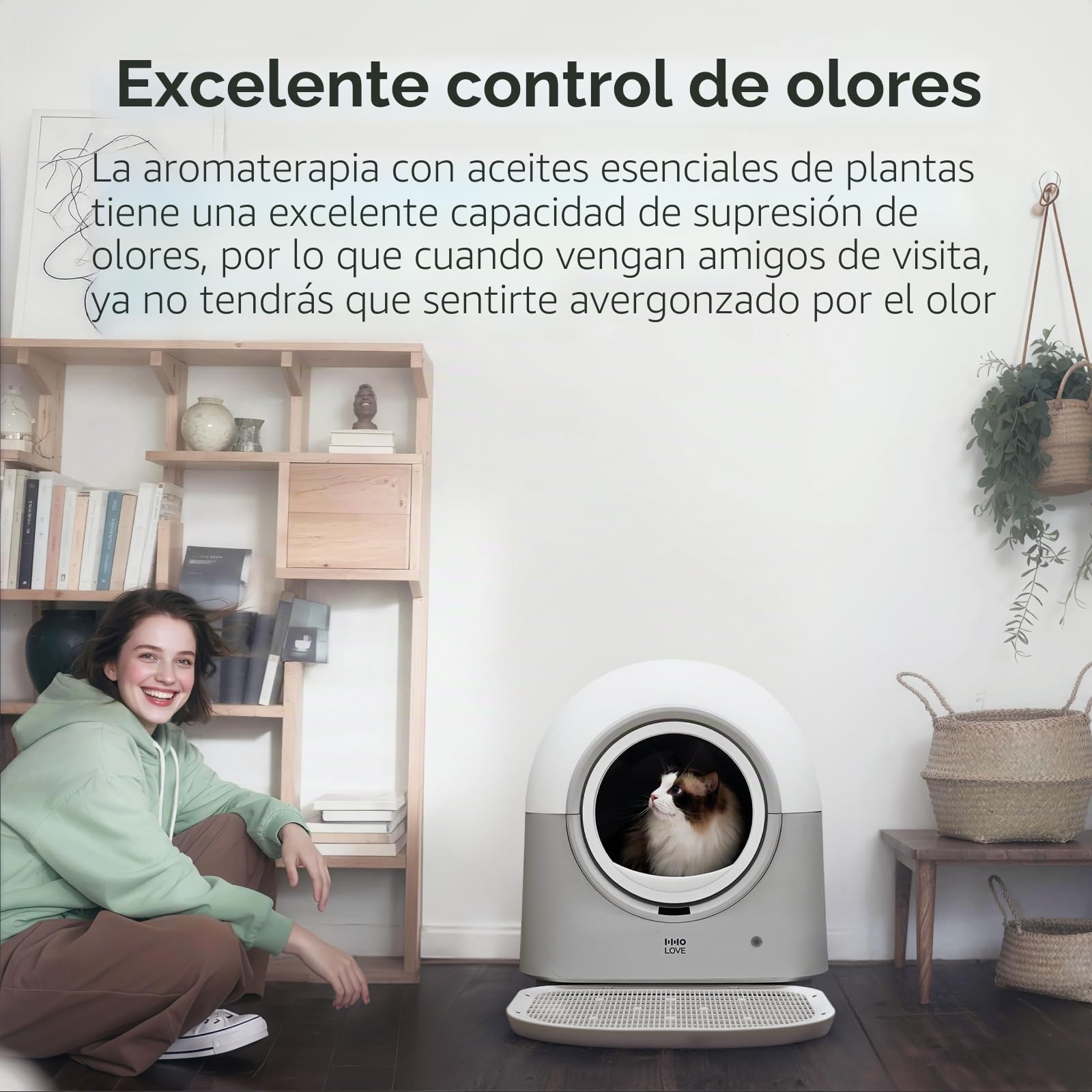 ABRCT Arenero Gatos Autolimpiable Pro, 66L Arena Automatico para Gato con App, Anti-Pellizco, Anti-Fugas, Suprime Olores, y Tapete de Arena