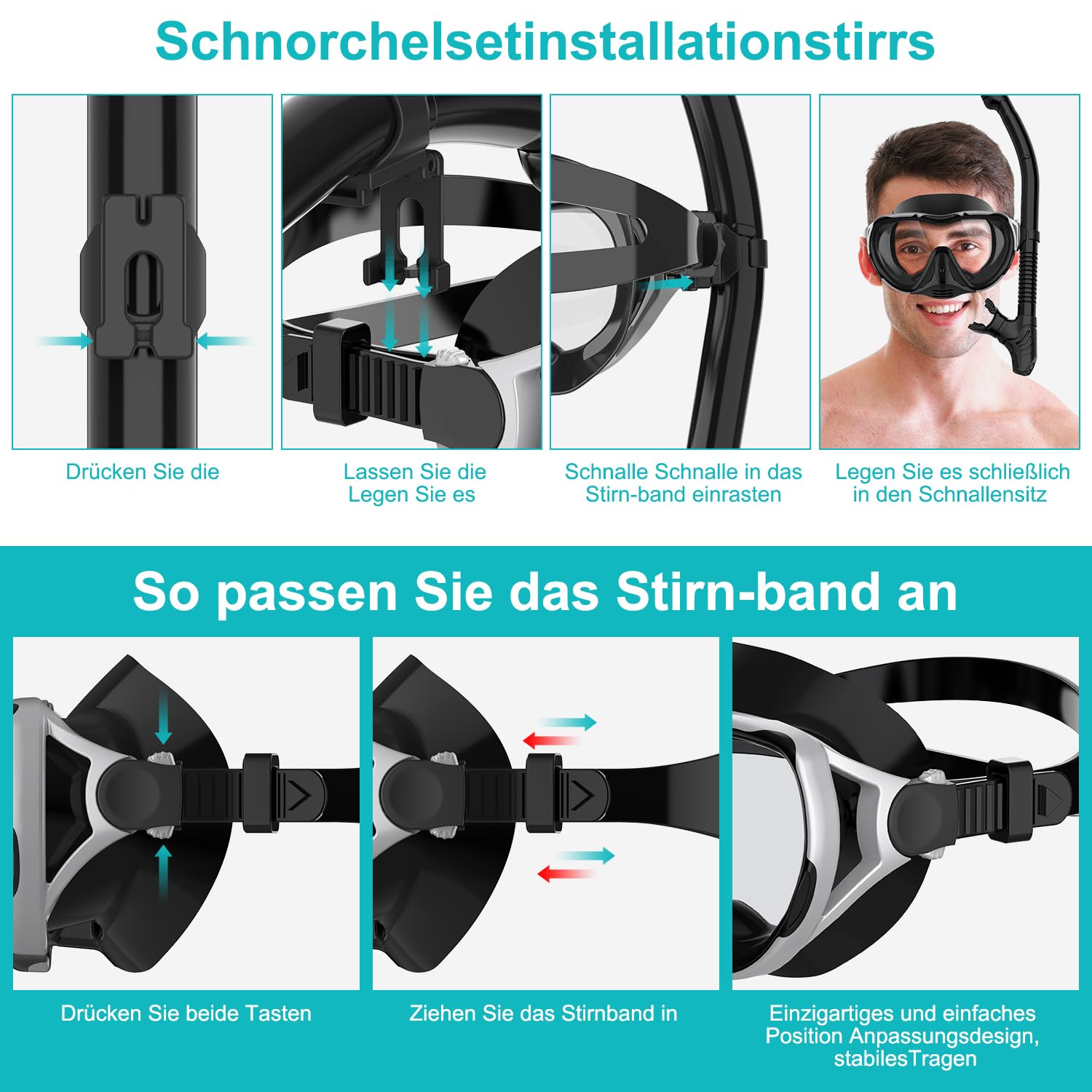 Gafas de Buceo para Adultos, máscara de esnórquel, 180°, panorámica, visión Amplia, a Prueba de Fugas, antifugas, Gafas de natación para Buceo