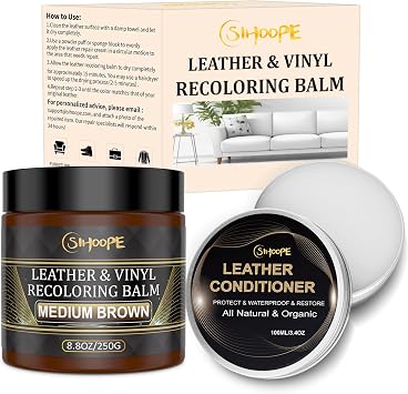 8.8oz Leather Recoloring Balm with 100ml Mink Oil,Medium Brown Leather Repair Kit for Furniture,Leather Repair Cream,Leather Scratch Repair for Car Interior,Leather Conditioner for Couch