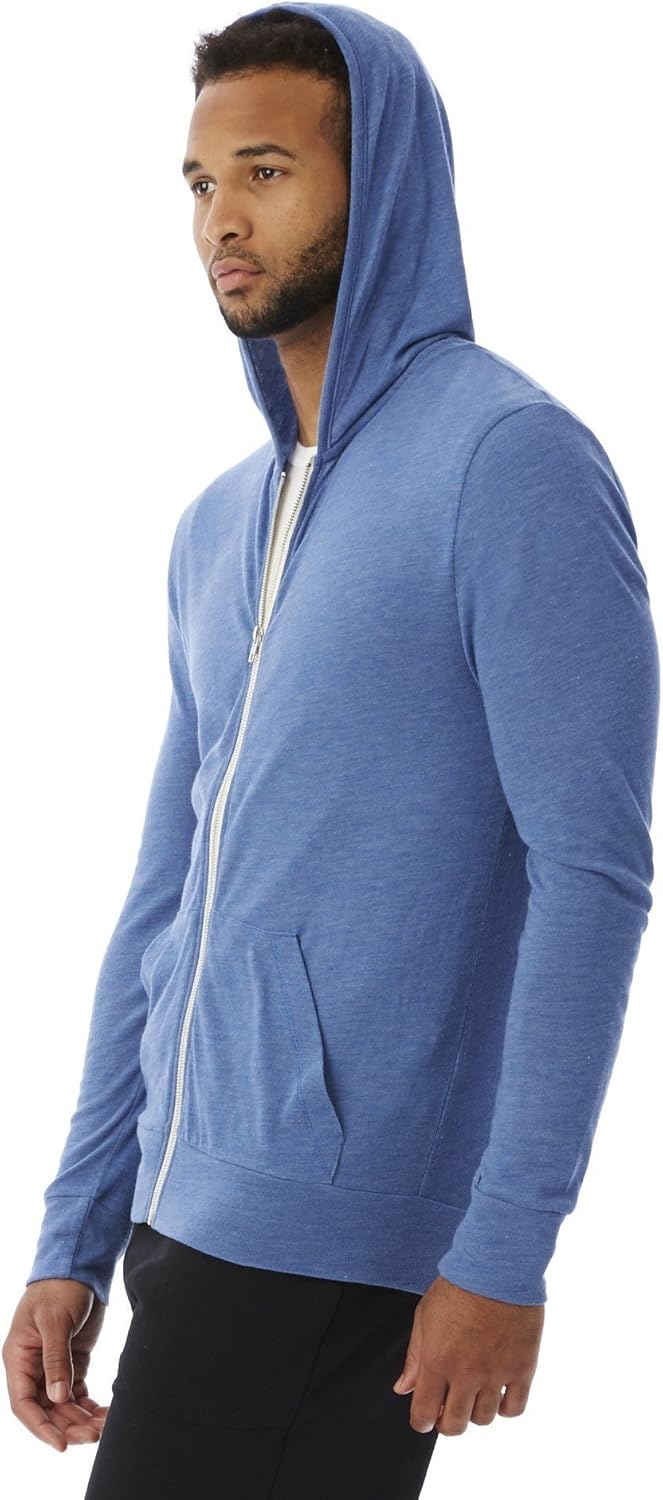 Alternative Men's Hoodie, Eco Zip Up Camo Triblend Jersey Hooded Sweatshirt