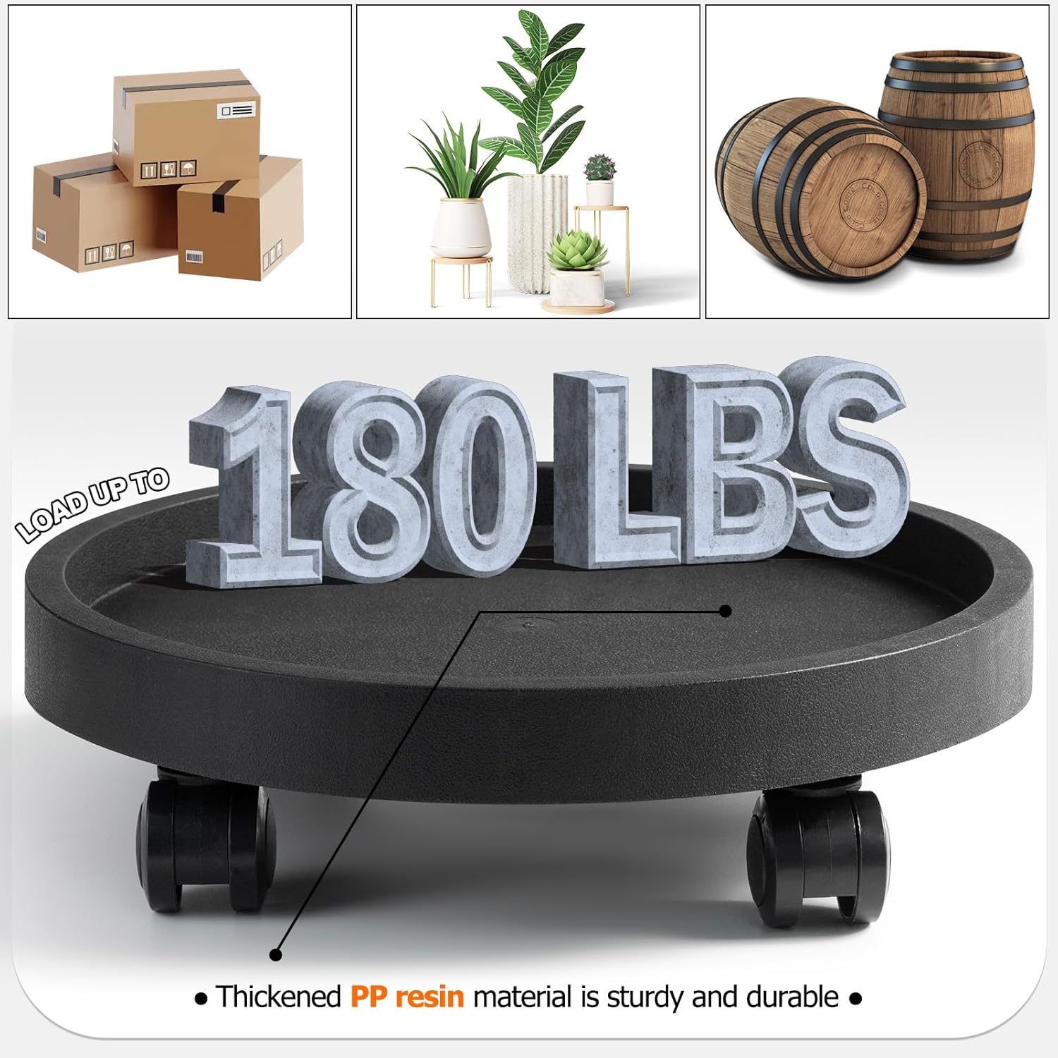 2 Pack Plant Caddy with Wheels,12.6 inch Rolling Plant Stands Round Plant Stand Dolly for Outdoor Indoor Heavy Planter, Load Capacity 180 lbs