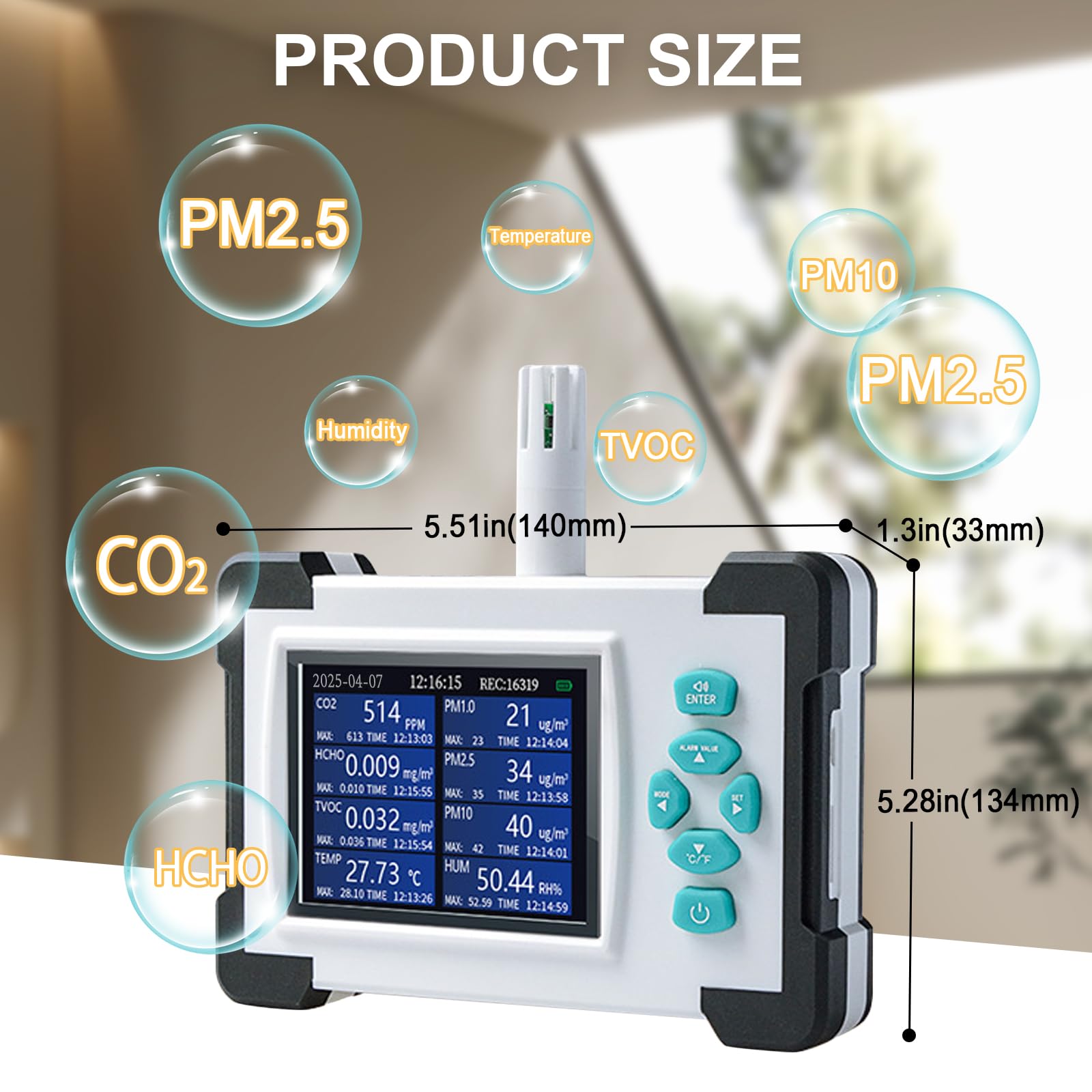Detecta la cantidad y calidad de PM0.3/2.5/10 um tamaño de partícula dustAir Quality Monitor Contador de partículas de polvo, alta sensibilidad de 3 canales PM0.3/2.5/10 um