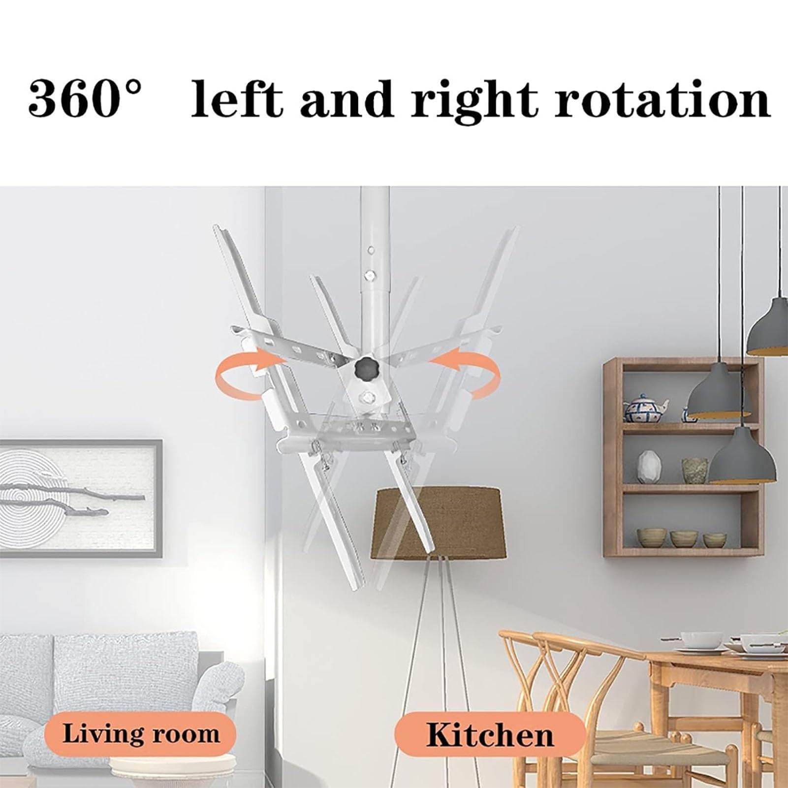 Supporto TV da Soffitto Girevole Telescopico, Supporto TV LCD da Soffitto, Supporto TV da Soffitto Girevole E Regolabile in Altezza E Inclinazione, per TV da 32 A 55 Pollici(1M)