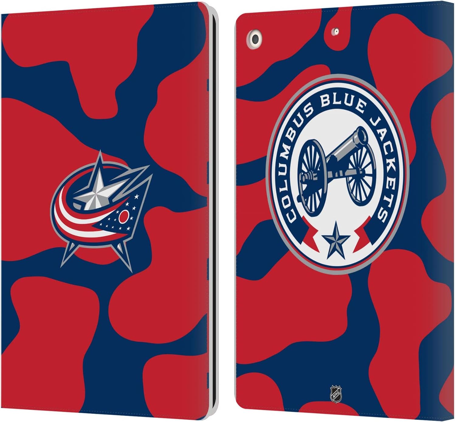 Head Case Designs Officially Licensed NHL Cow Pattern Columbus Blue Jackets Leather Wallet Case Compatible with Apple iPad 10.2 2019/2020/2021