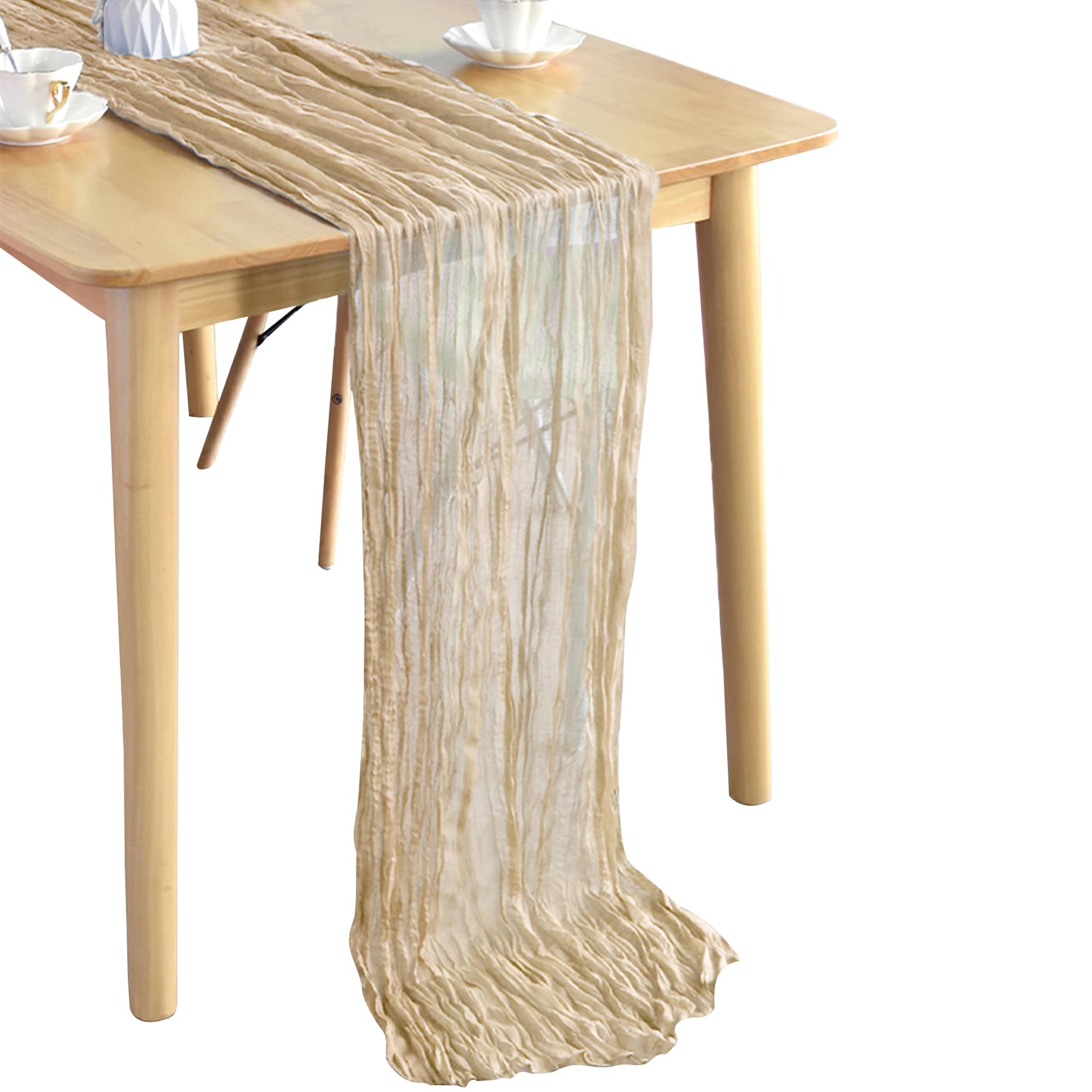 Event Decor Shop Lot de 10 chemins de table en étamine transparente - 90 x 400 cm - Polyester froissé - Pour salle à manger romantique, mariage, banquet, hôtel, restaurant et décoration d'intérieur