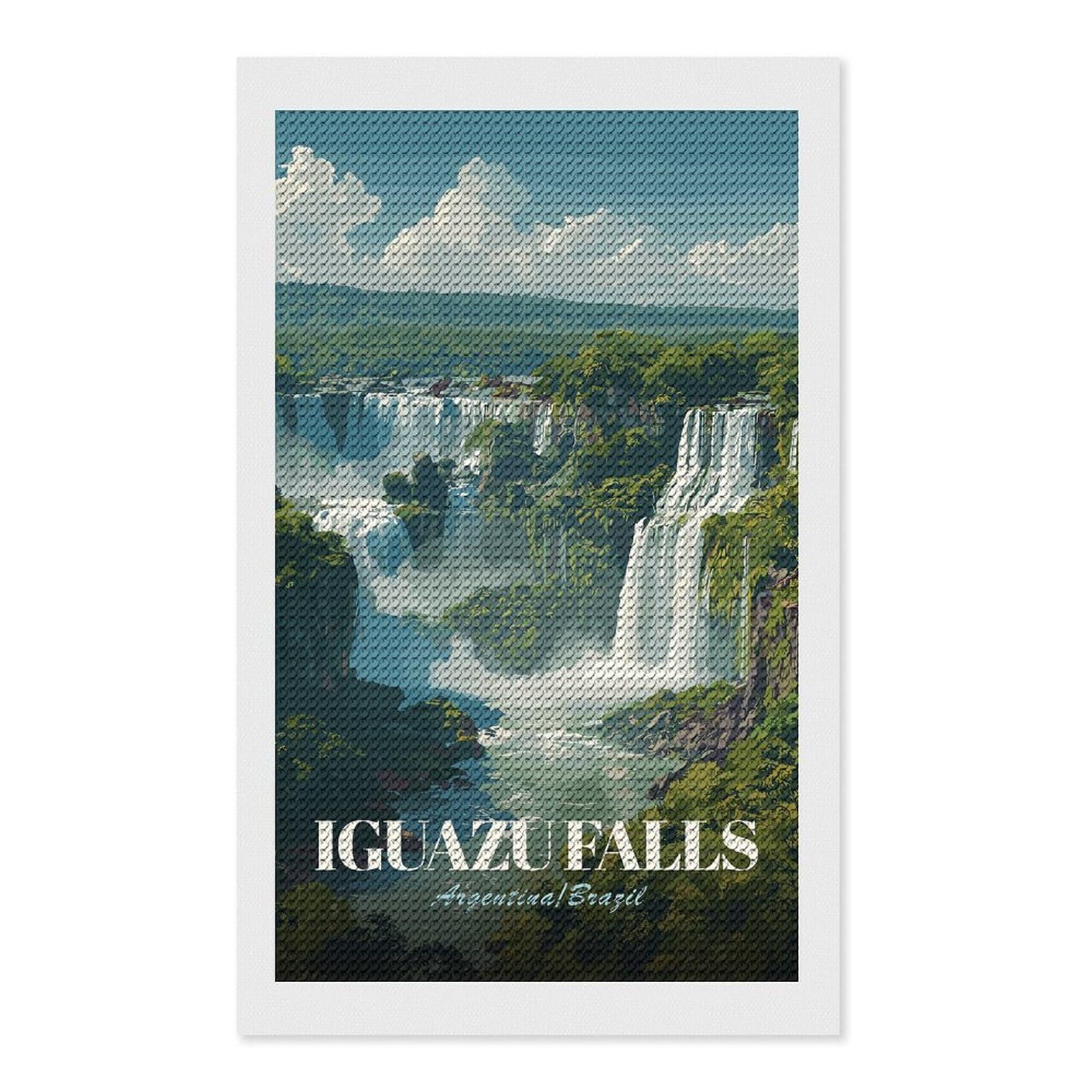 Junmoney Iguazu Falls, ArgentinaBrazil Diamond Painting Canvas Set 12"x20", Satisfying Creative Project, Easy to Follow Symbols, Fun Craft Experience