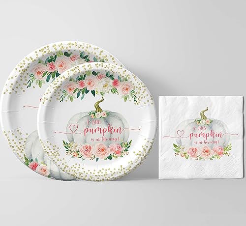 Miniatura 3 de Yuzioey Decoraciones de baby shower con diseño de calabaza pequeña, vajilla para baby shower para 25 invitados, suministros de baby shower con