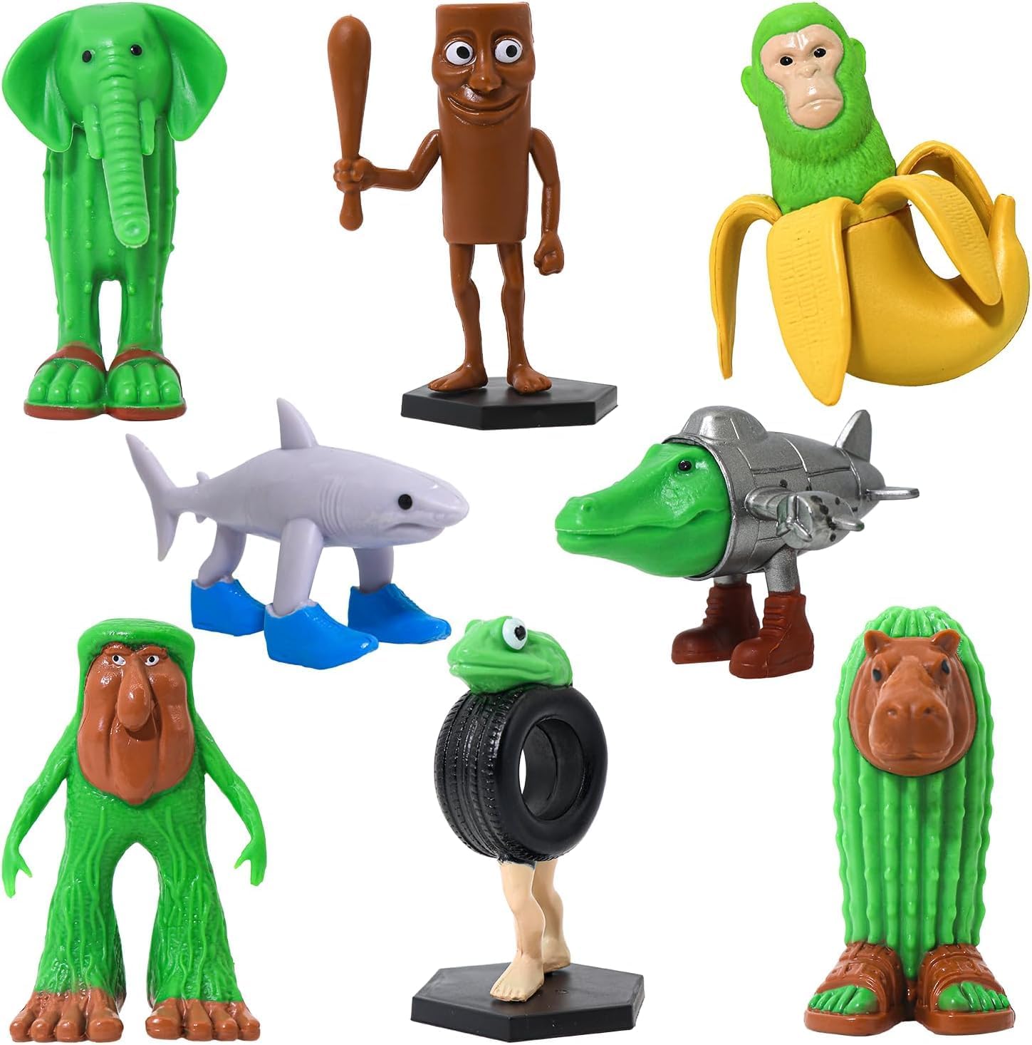 Xgmadiles Italian Brainrot Toys,Tralalero Tralala Action Figures, 8PCS Brainrot Meme Shark Figures,Tung Tung Tung Sahur, BRR BRR Patapim for Fans Easter Egg Fillers Office Room Figurine Decor
