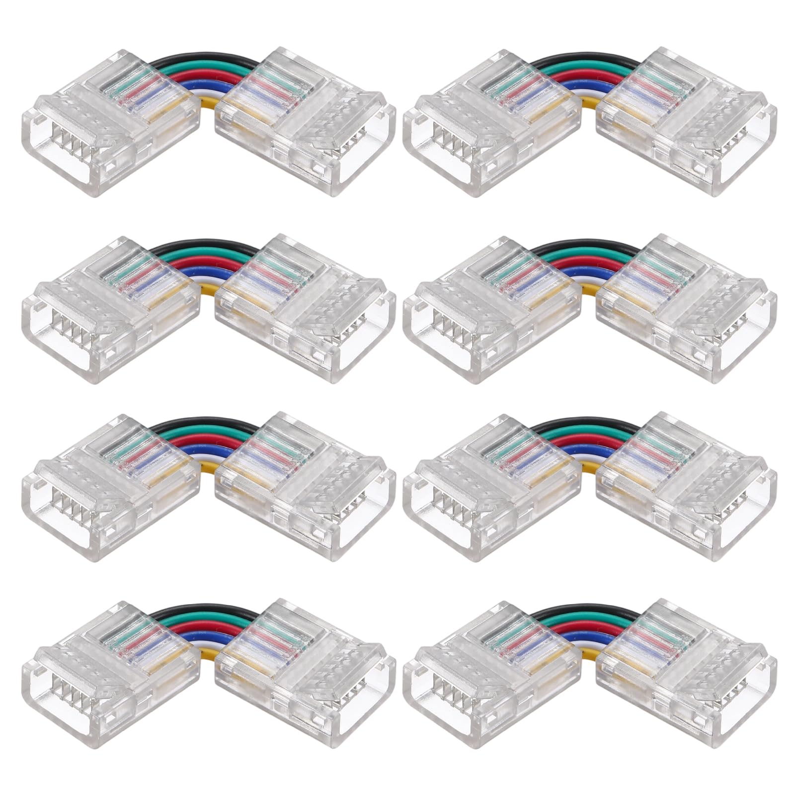 VIAPUICE L Shaped 6 Pin LED Strip Connector 8 Pcs 12mm Wide 90 Degree Wired