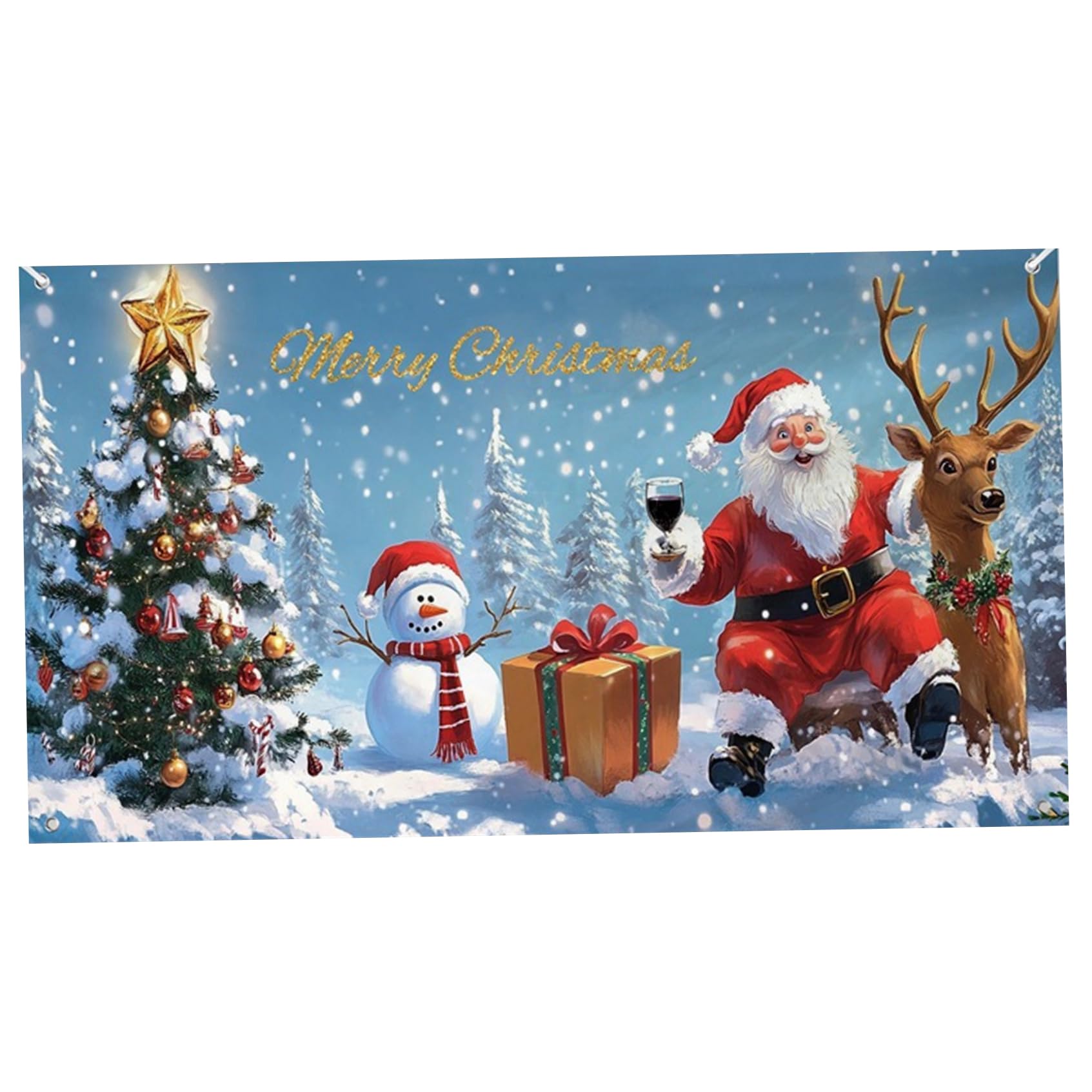 Banner de porte de garage Noël 7x16ft blanc pour grande décoration festive extérieure